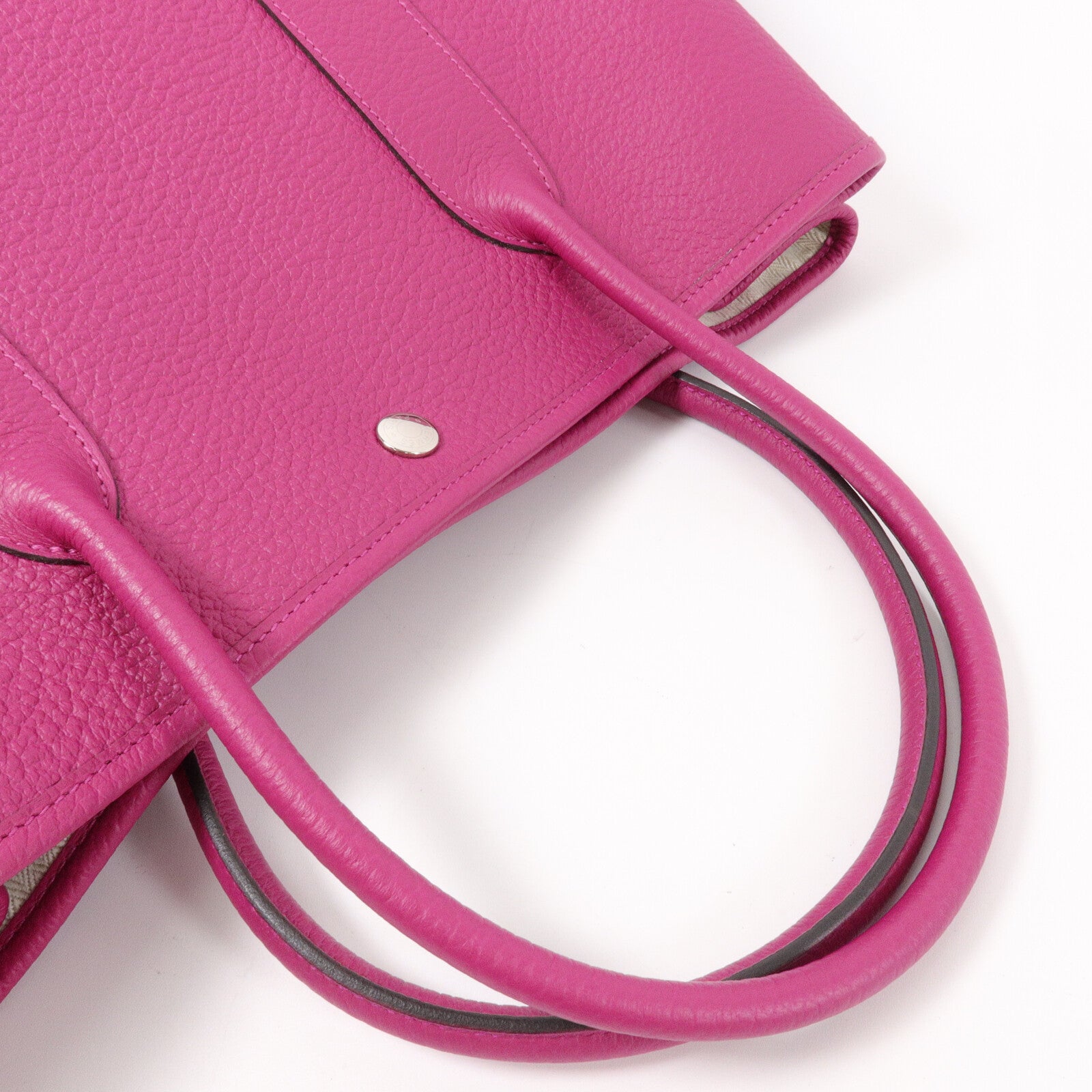 HERMES Country皮革Garden Party PM手挽袋Rose Pourpre
