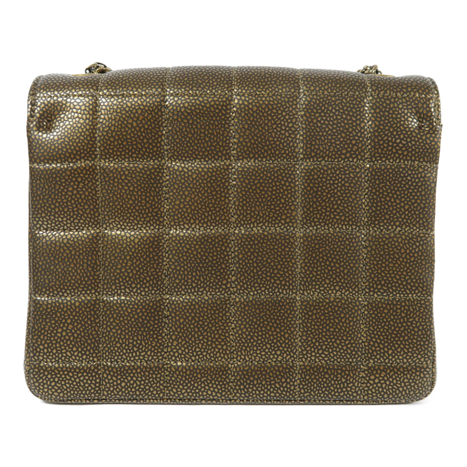 CHANEL 皮革Square Quited Paris Byzance金扣鏈帶肩背袋