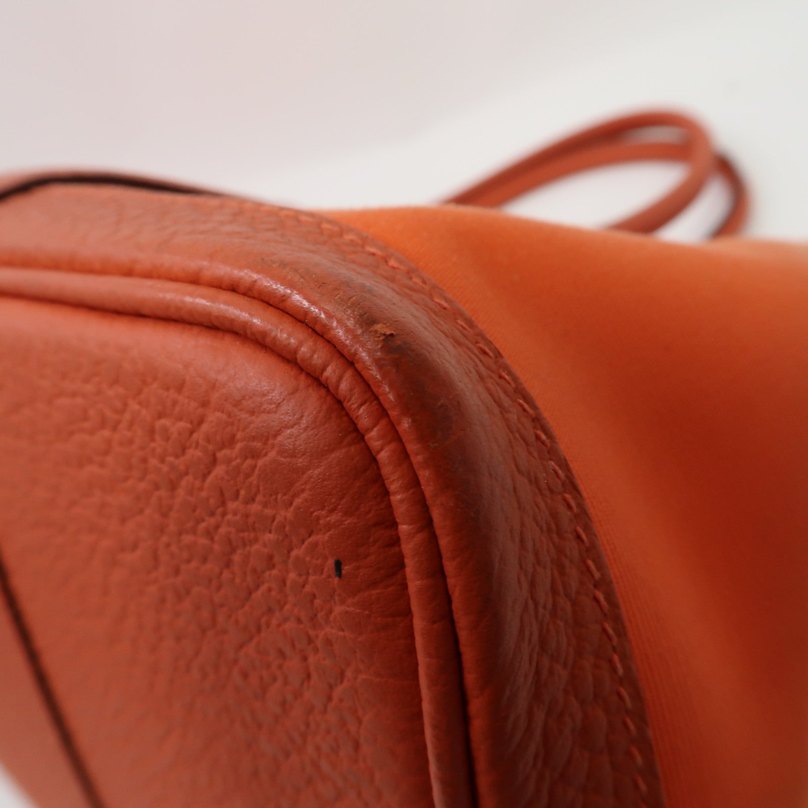 HERMES 【激減優惠】Toile H帆布Garden Party 42cm銀扣手挽袋橙色