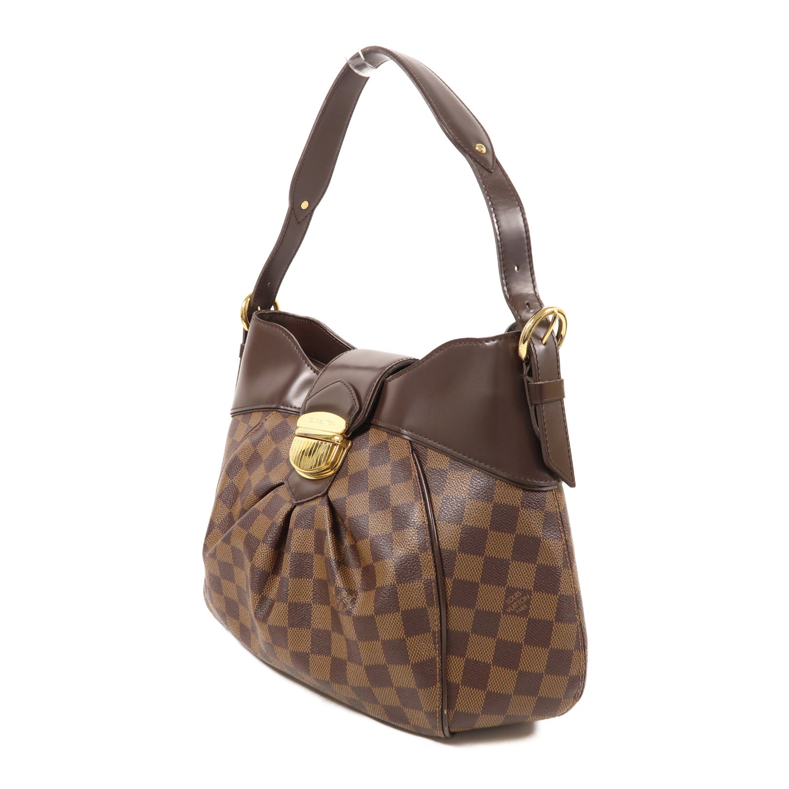 LOUIS VUITTON Damier Sistina PM金扣肩背袋棕色