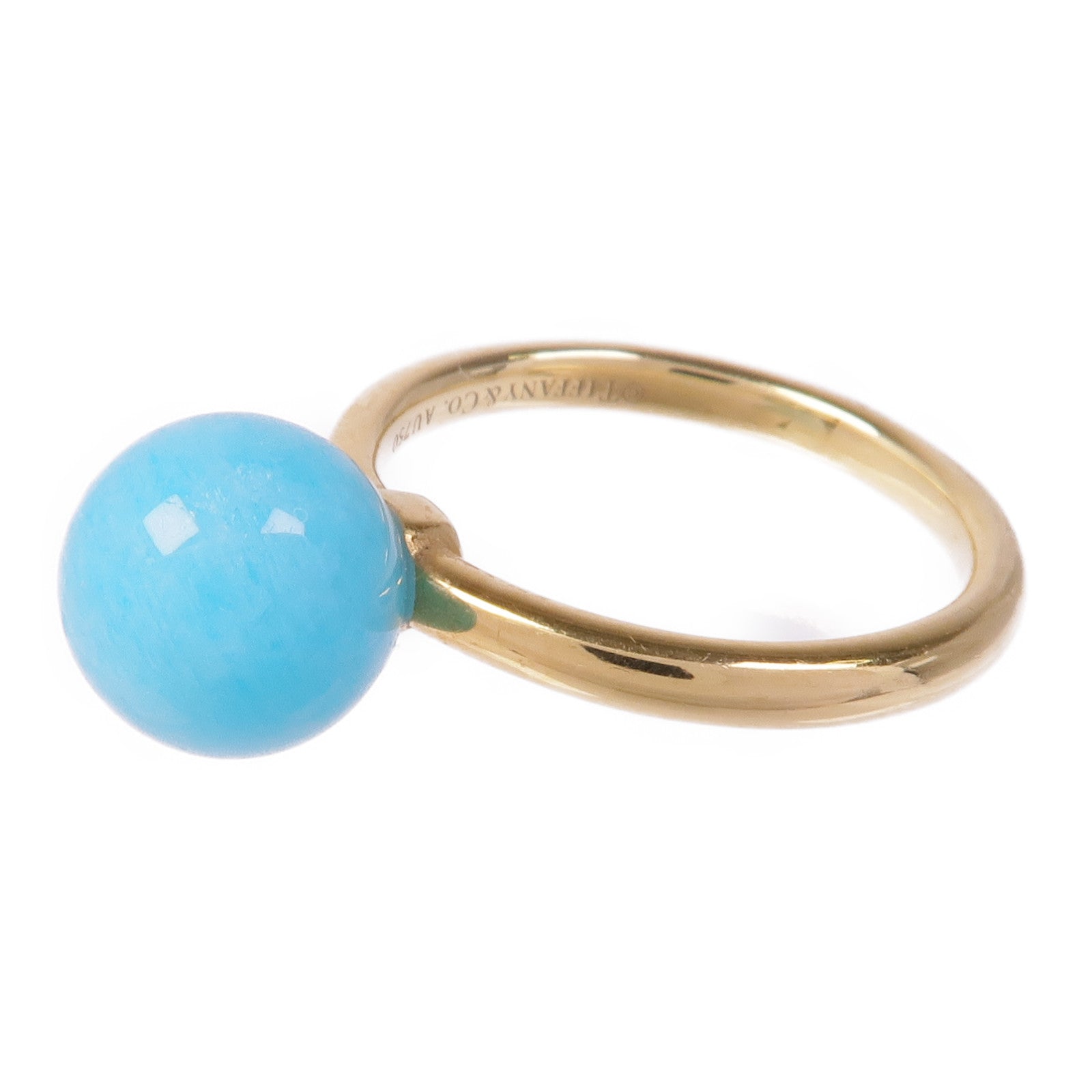 TIFFANY＆CO 18K黃金Amazonite Ring天河石戒指US#4