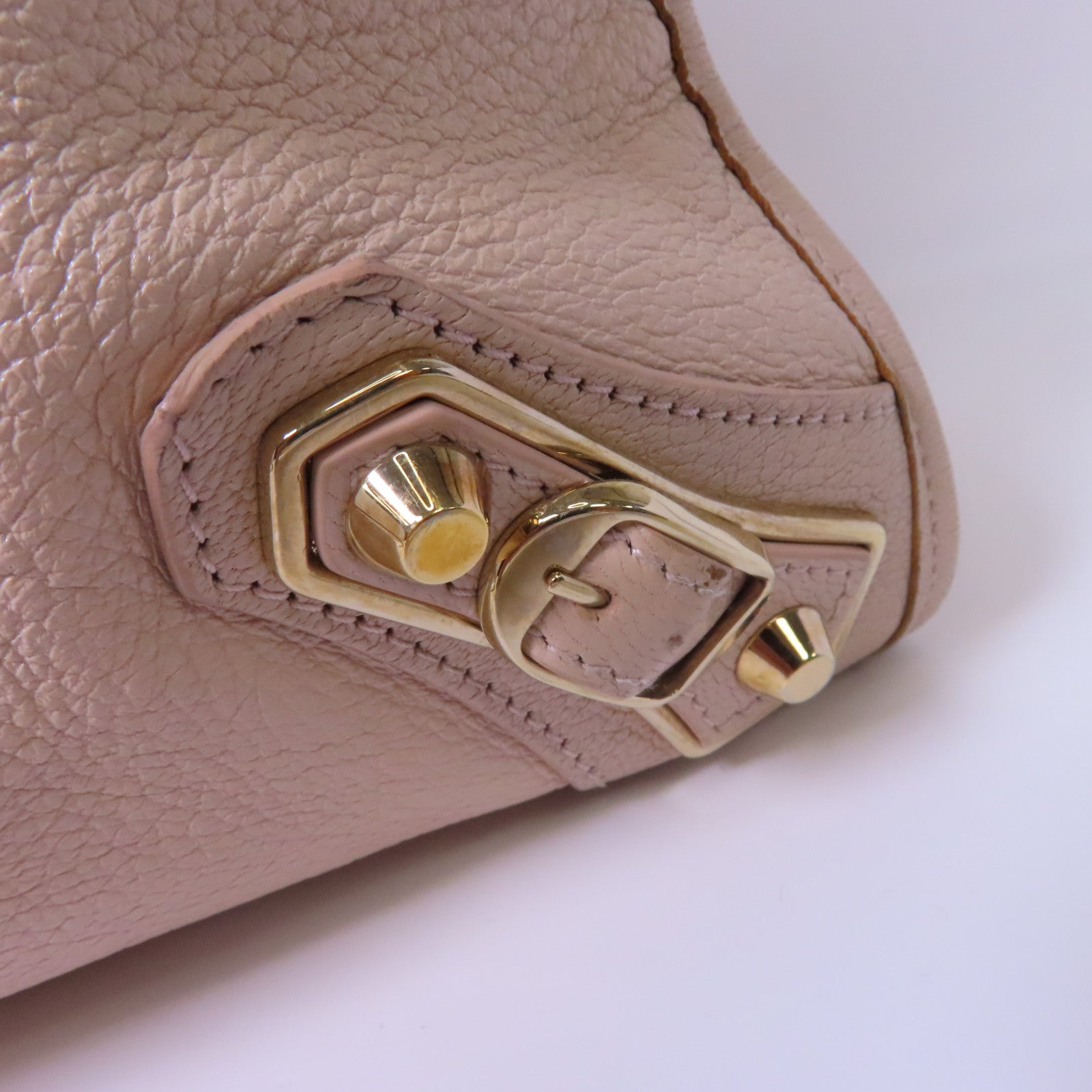 BALENCIAGA 皮革City金扣手挽肩背兩用袋粉紅色