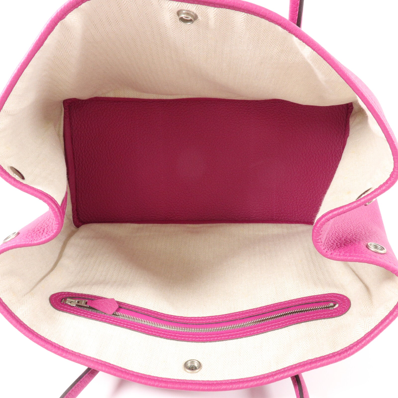 HERMES Country皮革Garden Party PM手挽袋Rose Pourpre