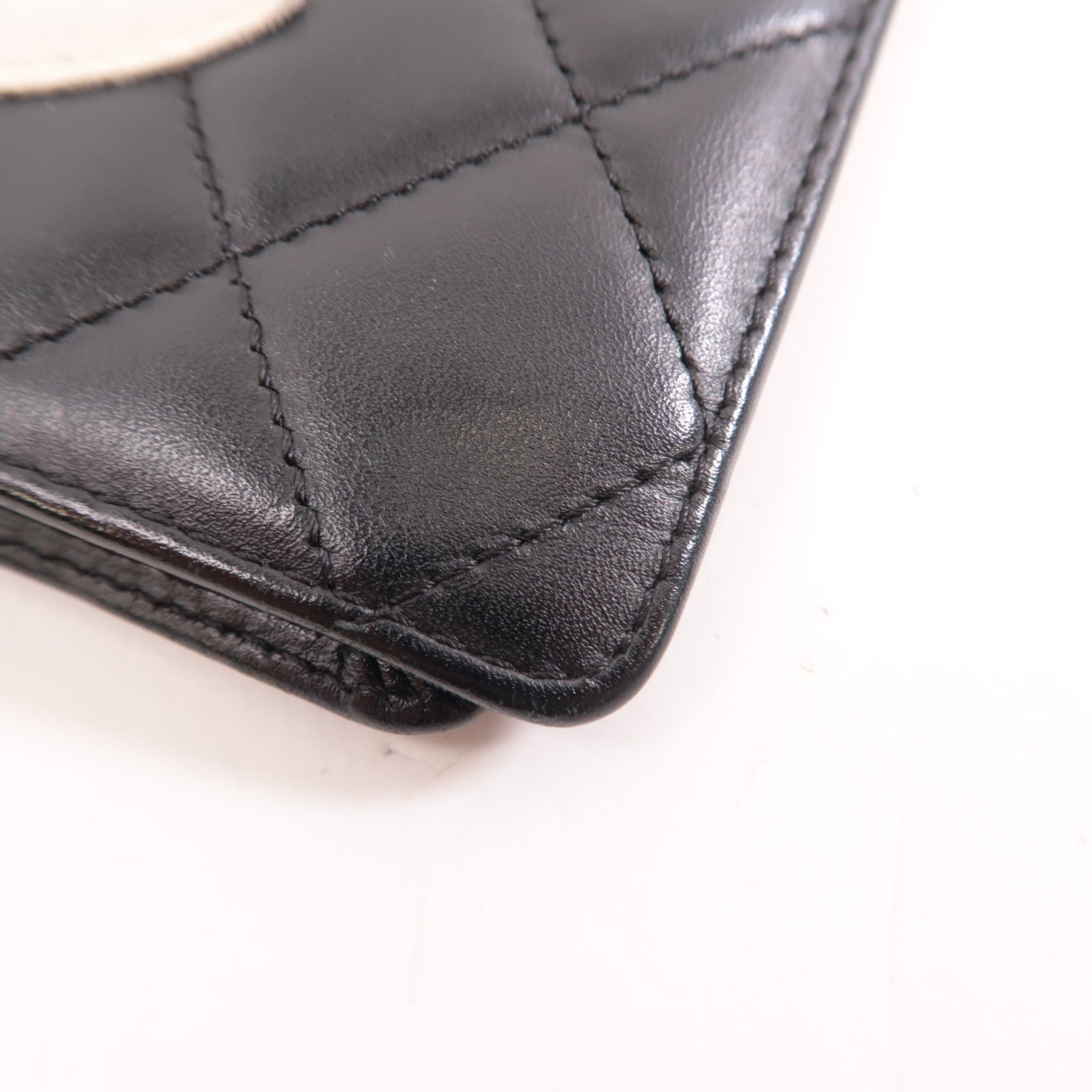 CHANEL 菱格牛皮皮革Cambon Long Wallet銀扣長錢包黑色