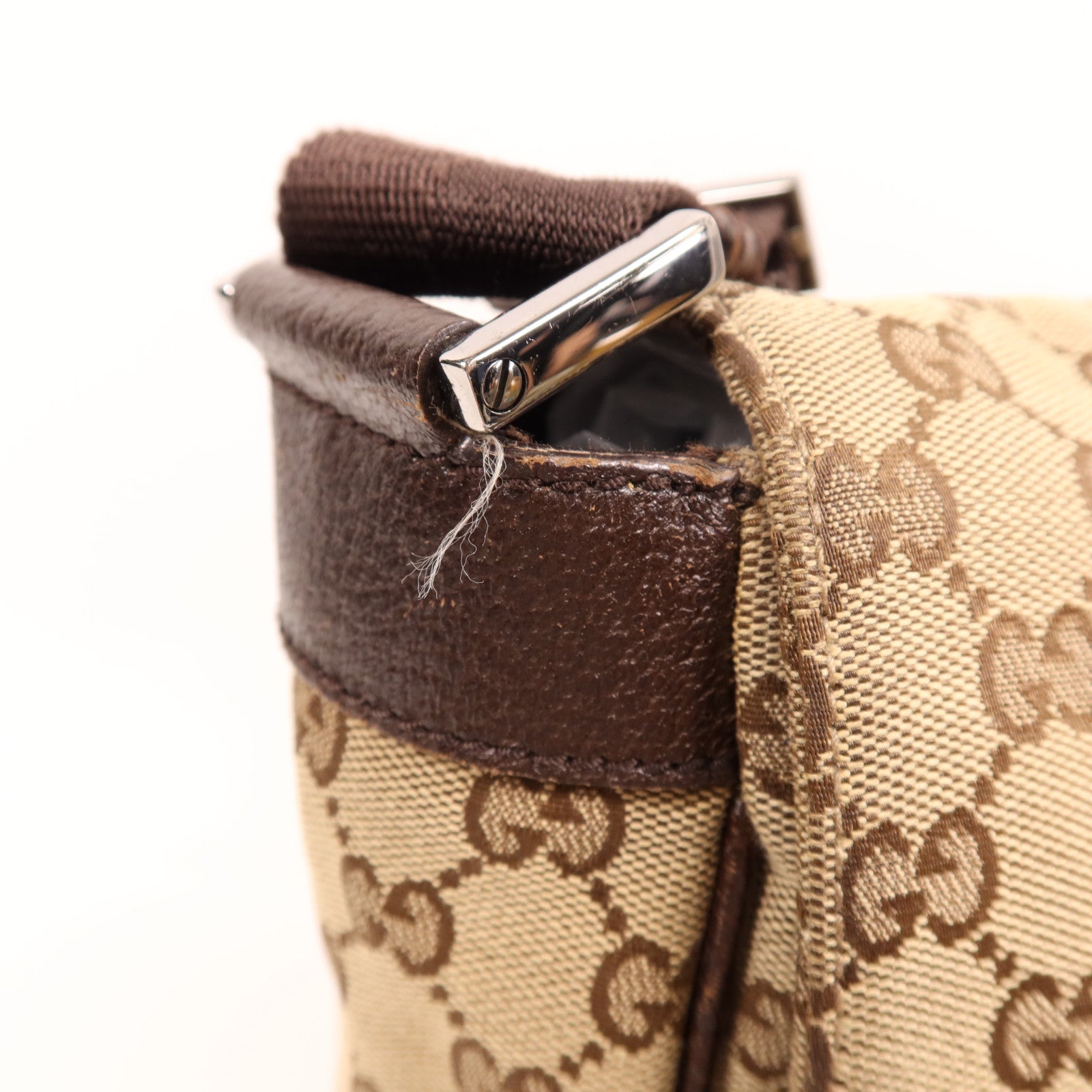 GUCCI 帆布Shoulder Bag銀扣肩背袋