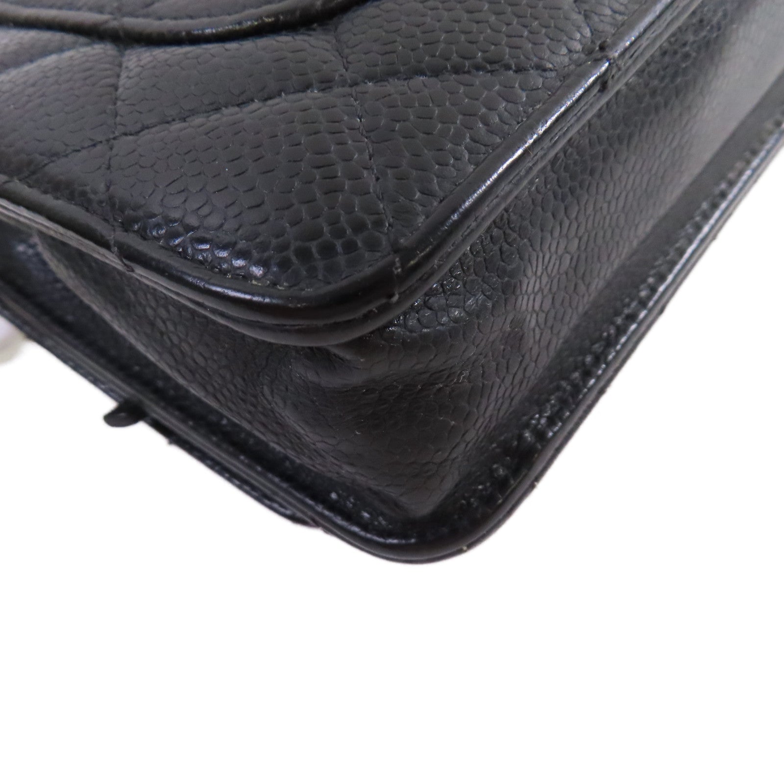 CHANEL 【激減優惠】菱格Caviar皮革WOC Wallet On Chain Shoulder Bag金扣鏈帶肩背袋黑色