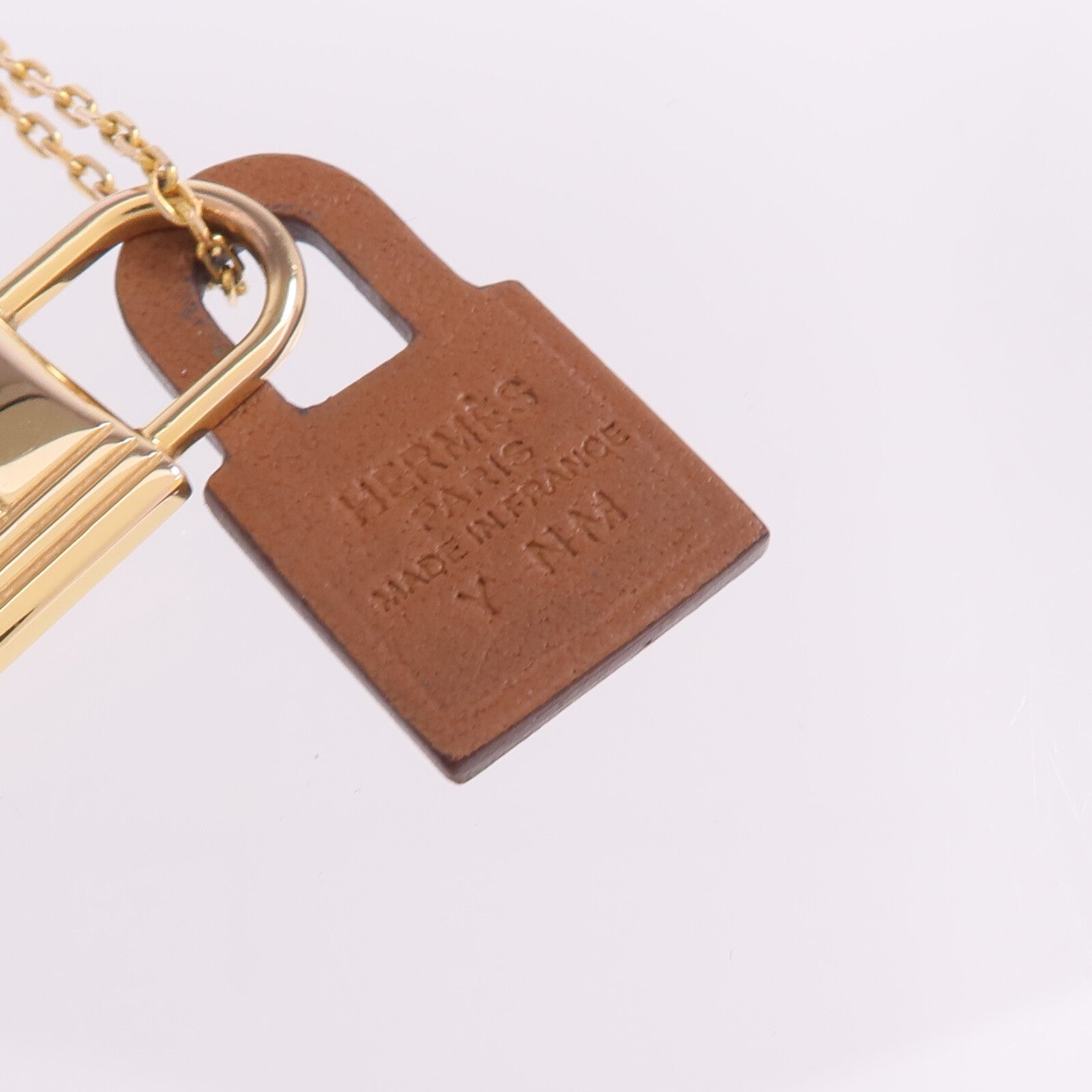 HERMES 金屬/Swift皮革O'Kelly Pendant Necklace項鍊Gold