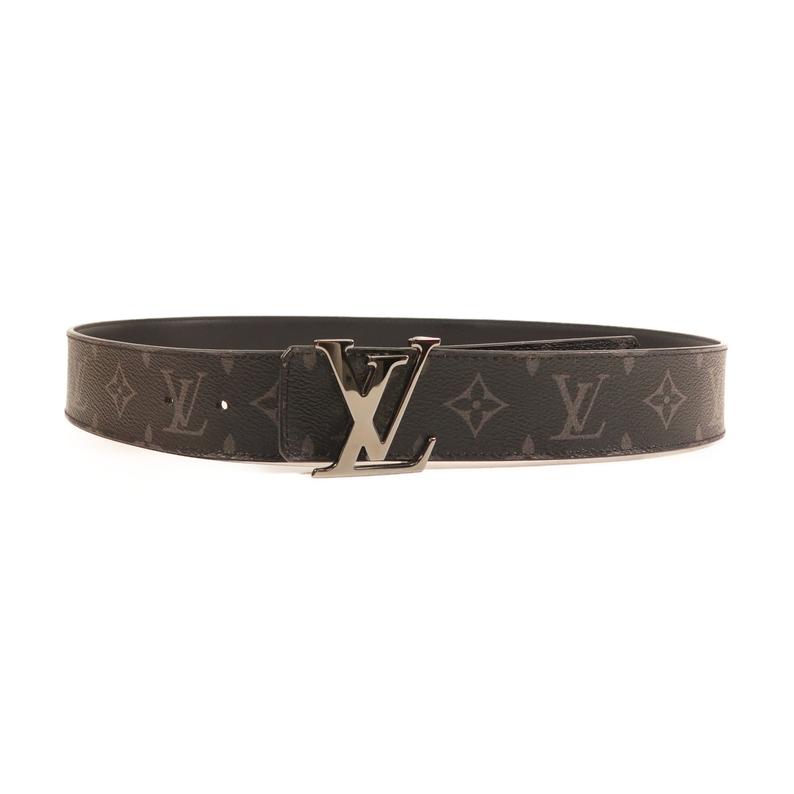 LOUIS VUITTON Monogram Eclipse Initiages 40銀扣皮帶