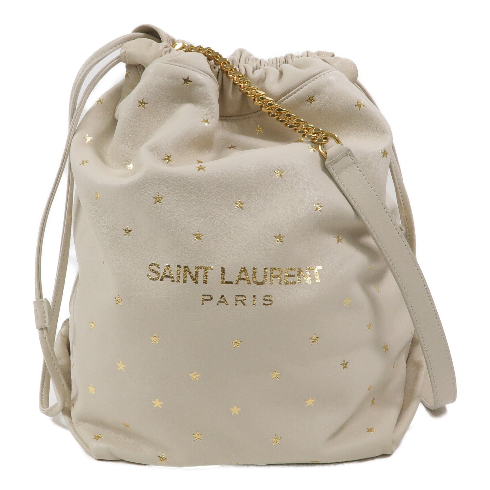 YVES SAINT LAURENT 羊皮皮革Teddy Drawstring Bag鏈帶肩背袋
