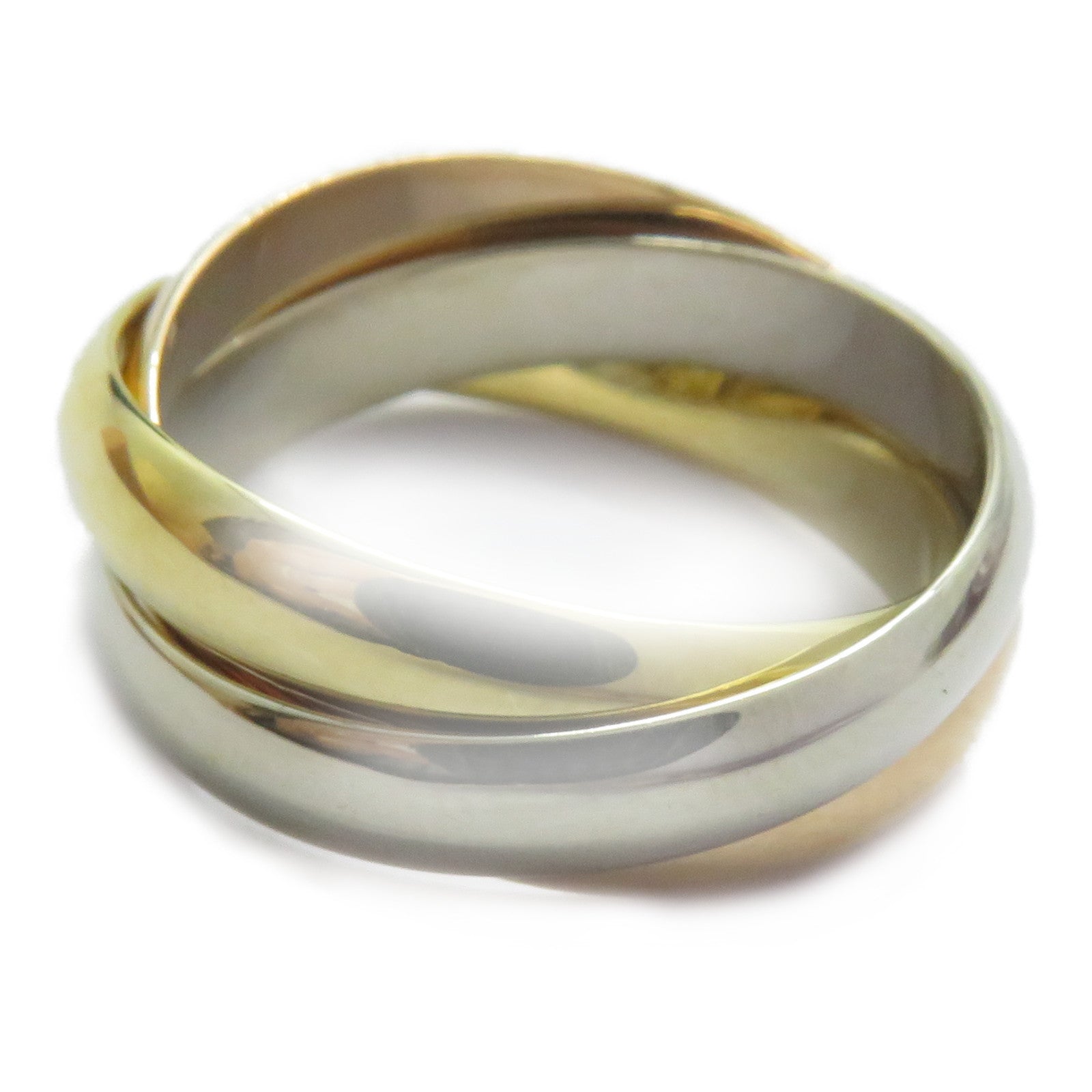 CARTIER 18K黃金/白金/玫瑰金Trinity戒指Cartier#53/US#6.5