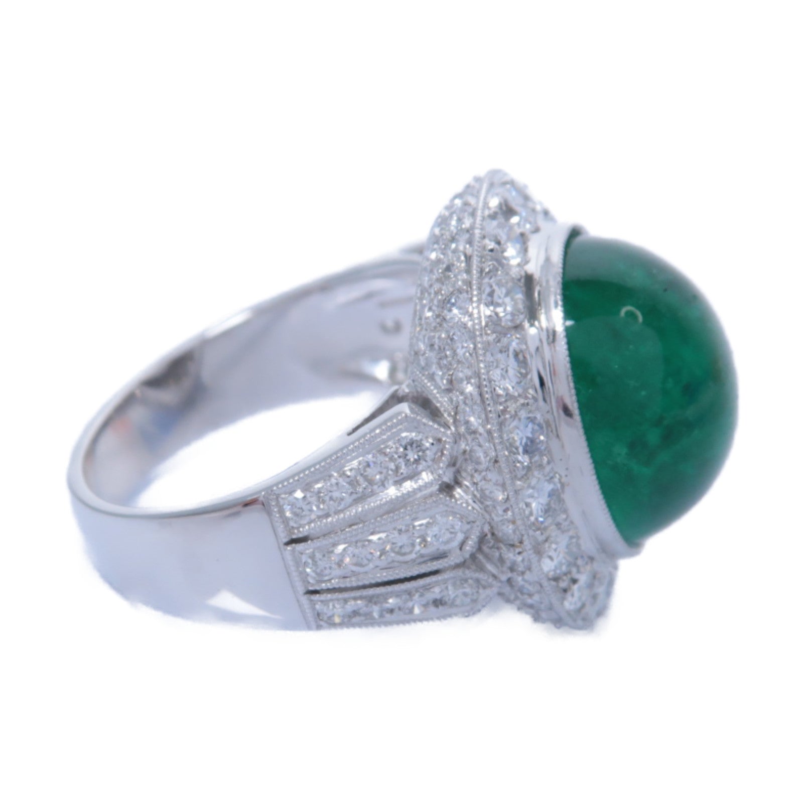 JEWELRY 【激減優惠】PT900鉑金Emerald Ring綠寶石戒指US#6.5