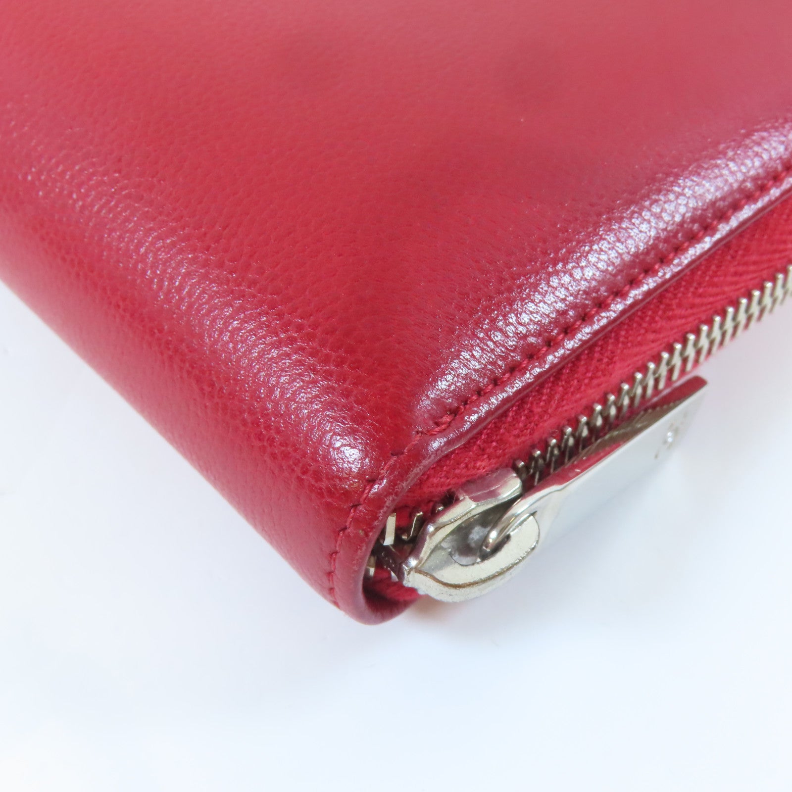 CHANEL 牛皮皮革Long Wallet銀扣長錢包紅色