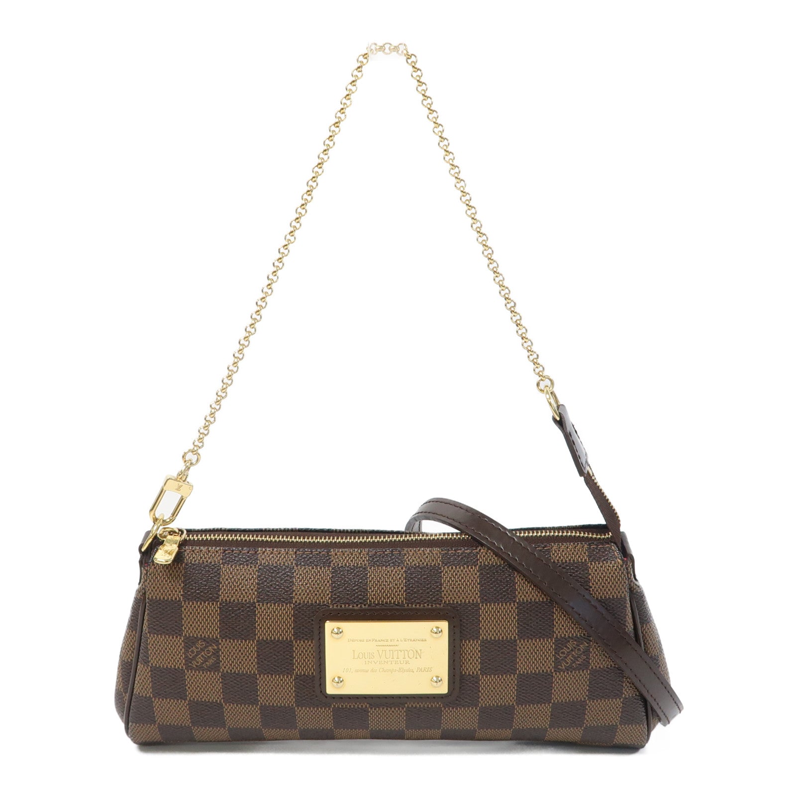 LOUIS VUITTON Damier Eva金扣手挽鏈帶肩背兩用袋啡色