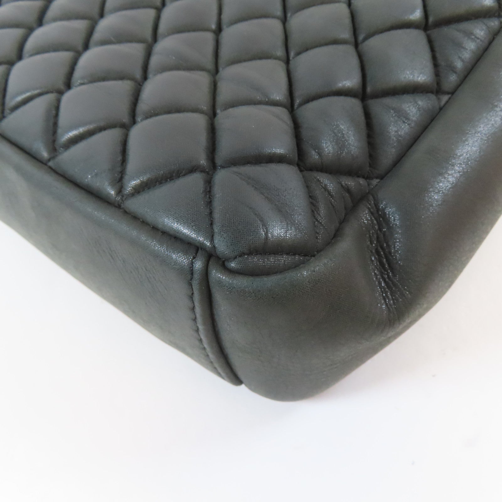 CHANEL 【激減優惠】菱格牛皮皮革Chain Shoulder Bag銀扣鏈帶肩背袋灰色