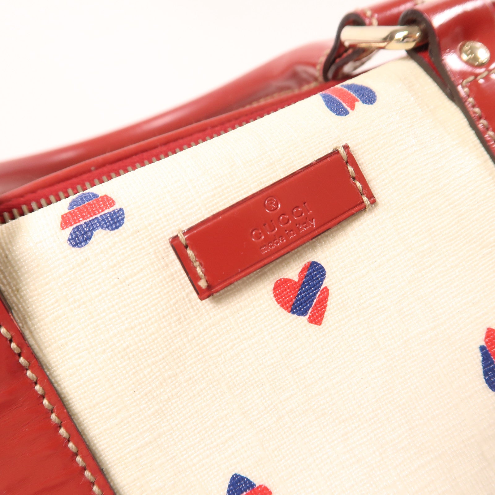 GUCCI 塗層帆布/牛皮皮革Hand Bag金扣手挽袋