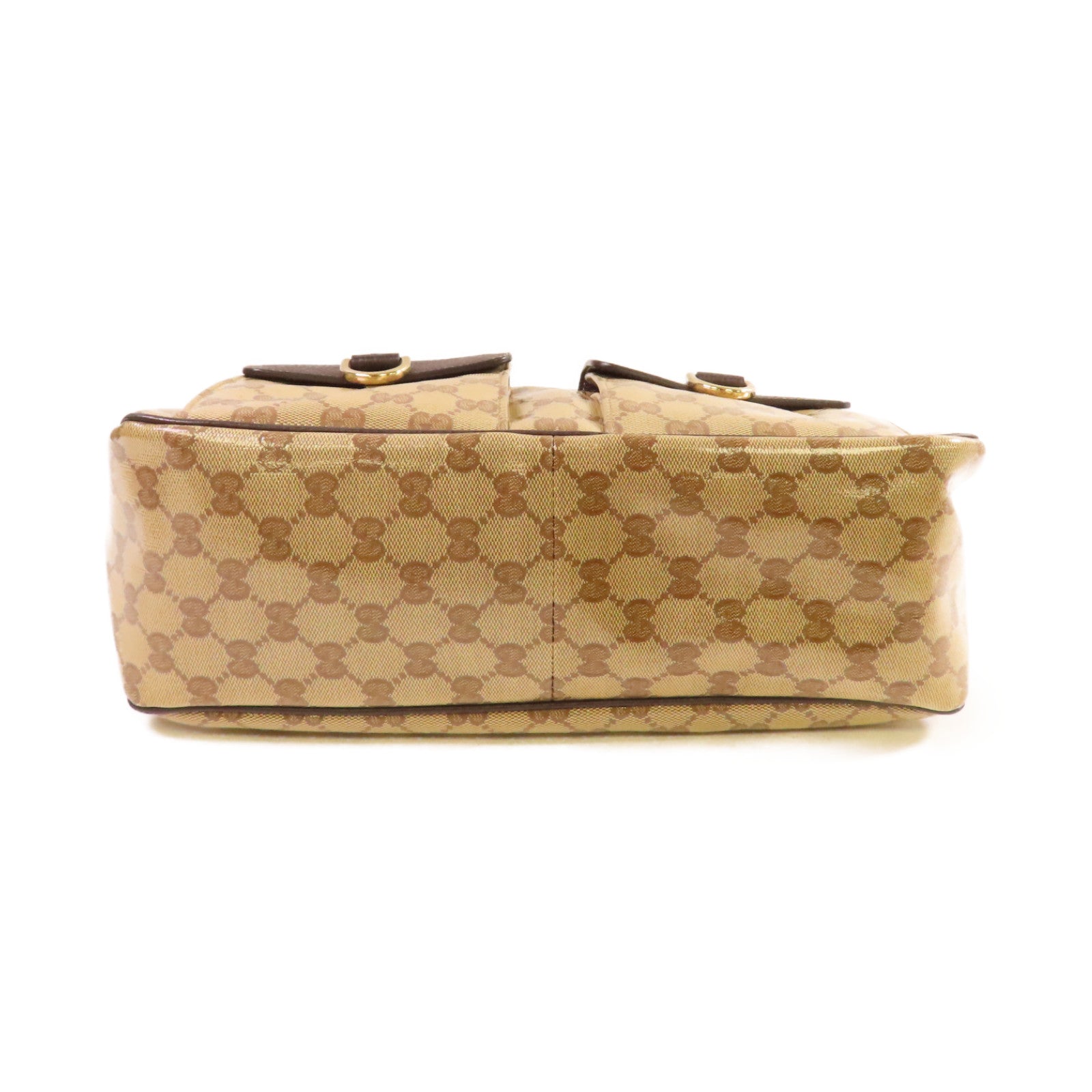 GUCCI 【激減優惠】塗層帆布Abbey Pocket Hobo金扣肩背袋啡色