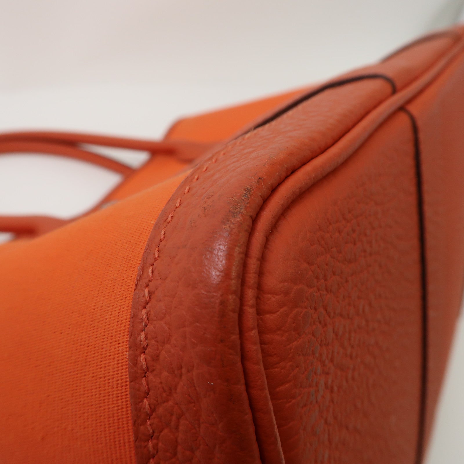 HERMES 【激減優惠】Toile H帆布Garden Party 42cm銀扣手挽袋橙色