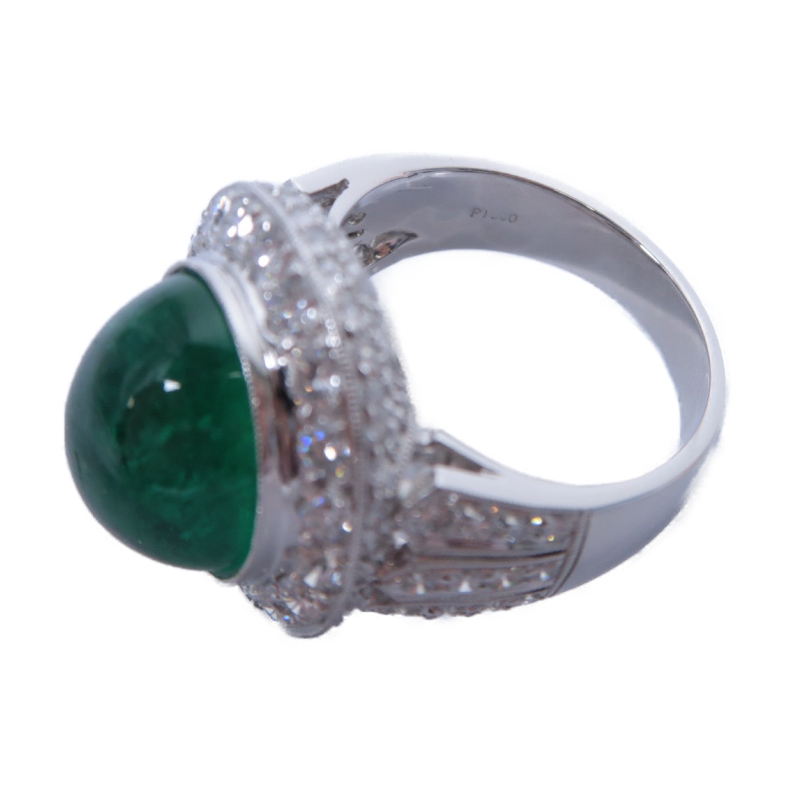 JEWELRY 【激減優惠】PT900鉑金Emerald Ring綠寶石戒指US#6.5