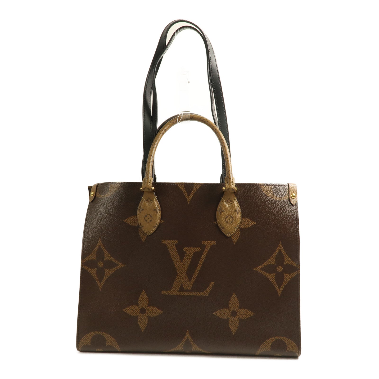 LOUIS VUITTON Monogram Giant On The Go MM金扣手挽肩背兩用袋啡色