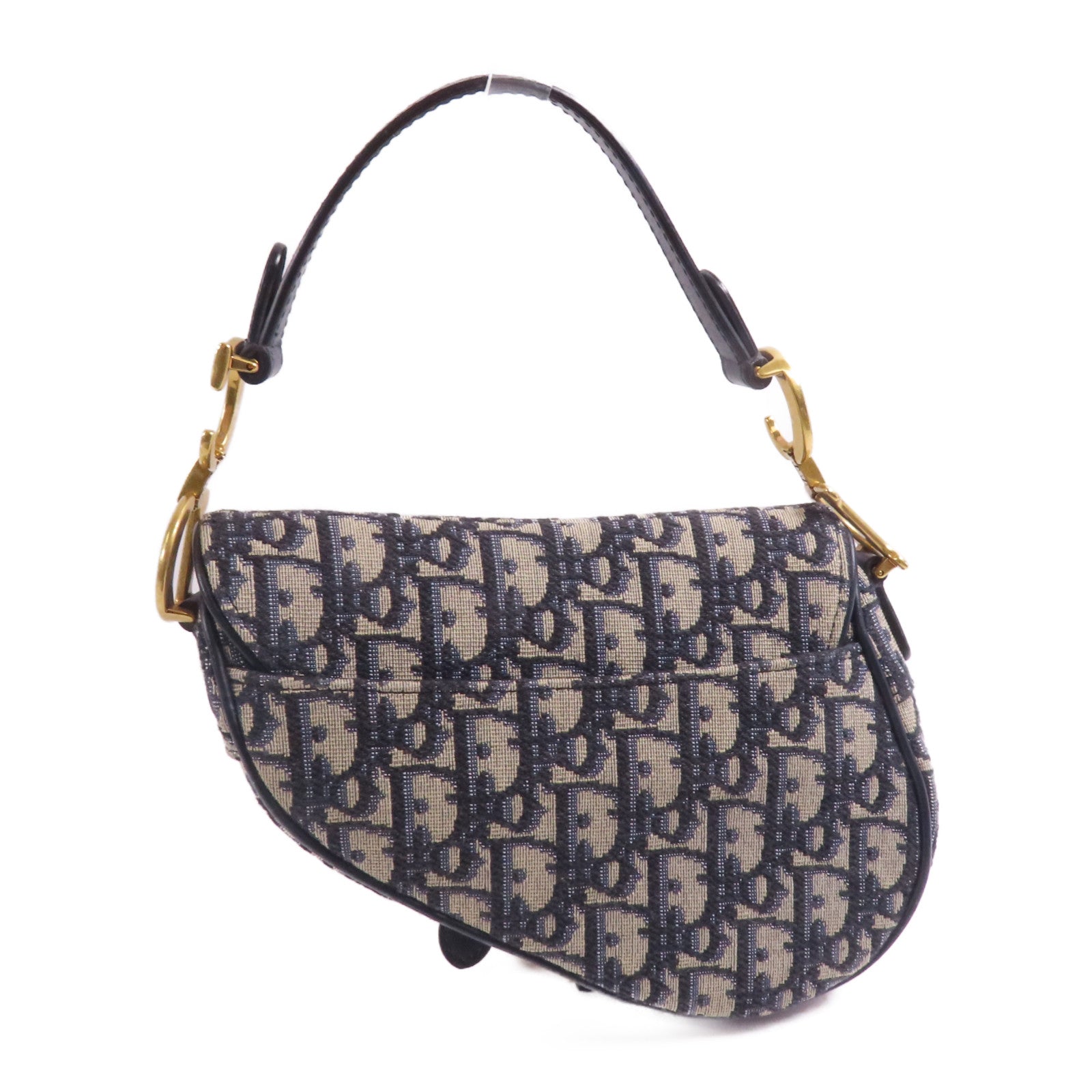 Dior CD GHW Saddle Handbag Canvas Navy/Beige
