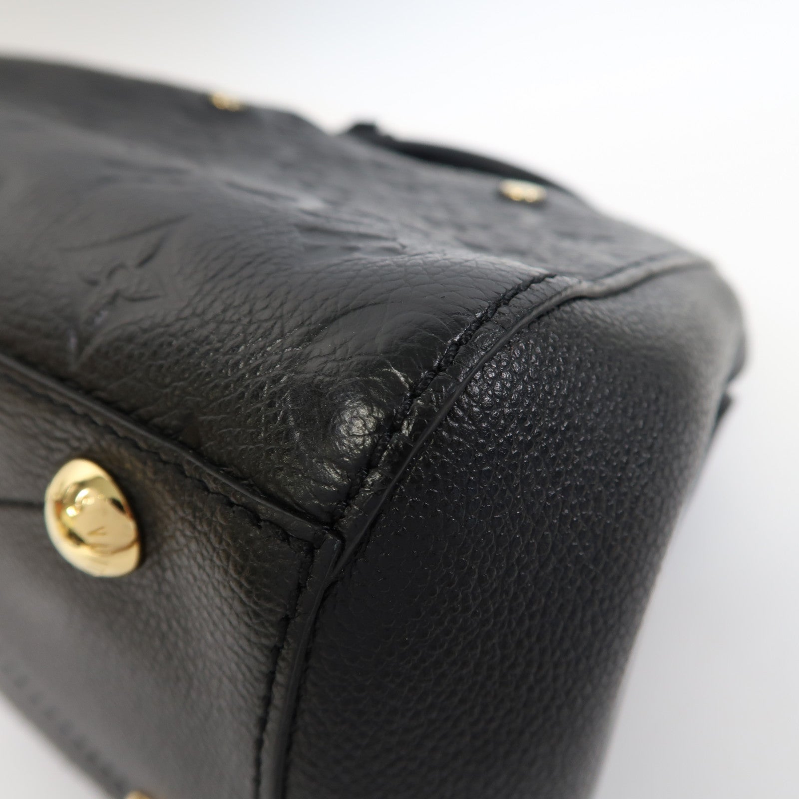 LOUIS VUITTON Monogram Empreinte Montaigne BB金扣手挽肩背兩用袋黑色