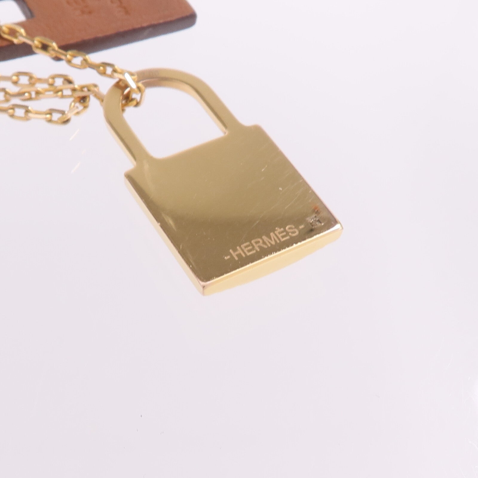 HERMES 金屬/Swift皮革O'Kelly Pendant Necklace項鍊Gold