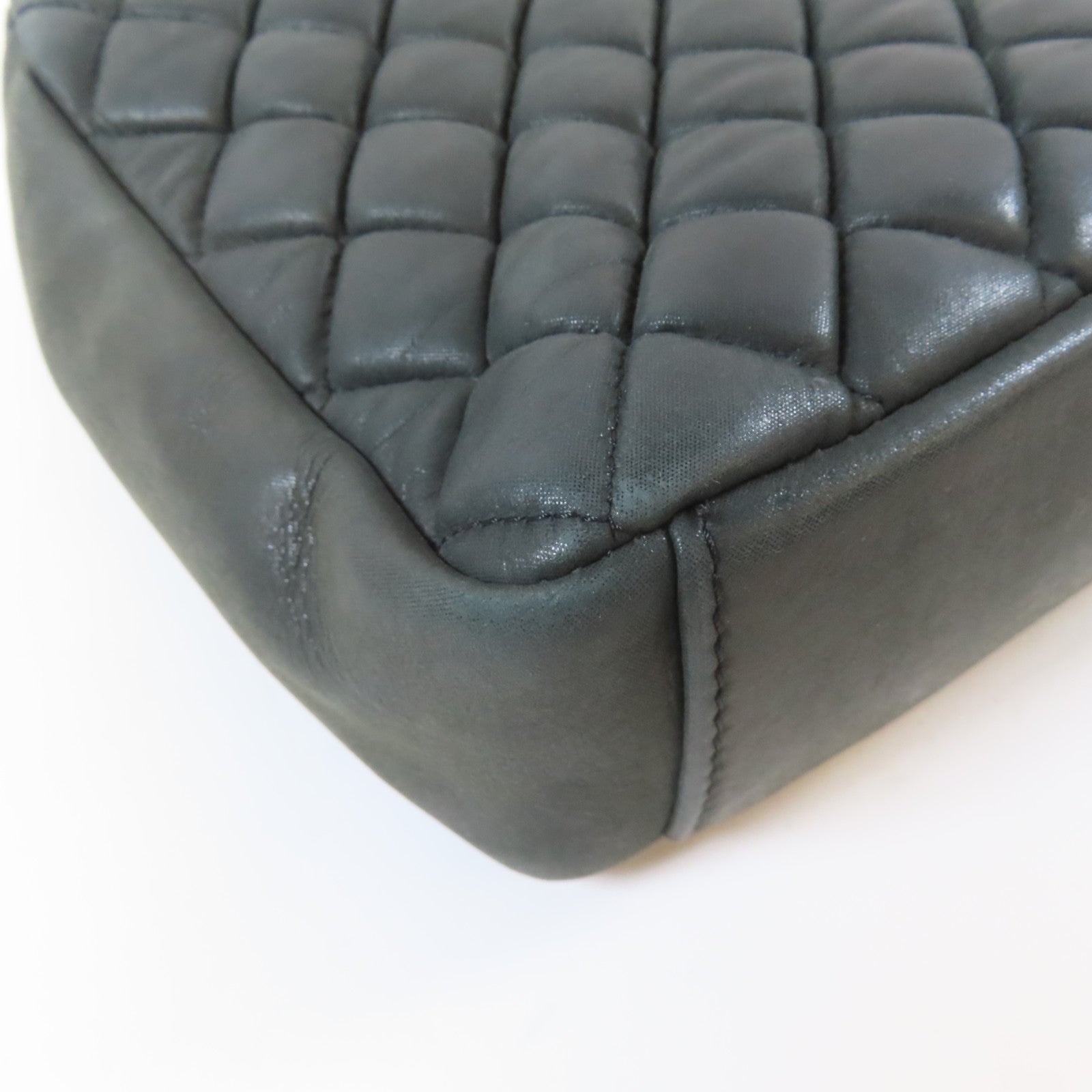 CHANEL 【激減優惠】菱格牛皮皮革Chain Shoulder Bag銀扣鏈帶肩背袋灰色
