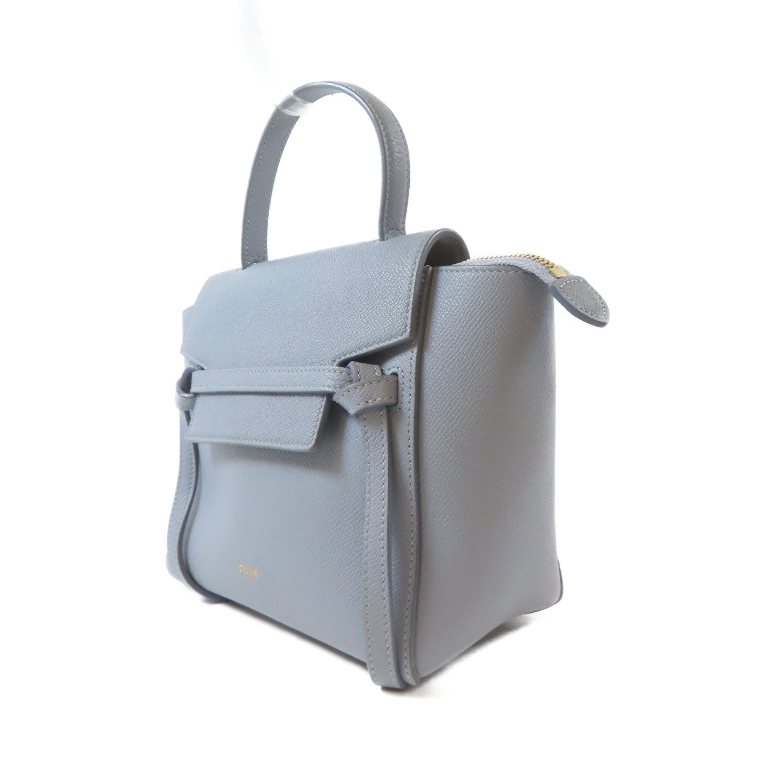 CELINE 牛皮皮革Nano Belt Bag金扣手挽肩背兩用袋淺藍色