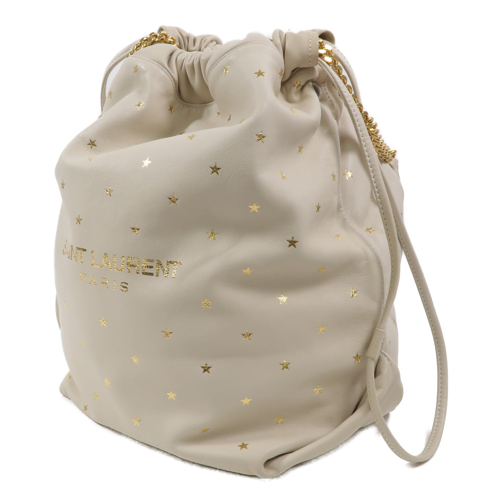 YVES SAINT LAURENT 羊皮皮革Teddy Drawstring Bag鏈帶肩背袋