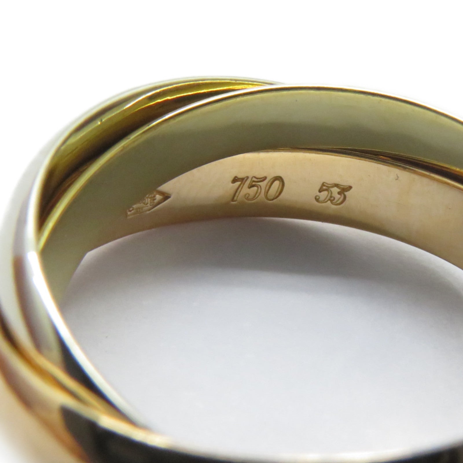 CARTIER 18K黃金/白金/玫瑰金Trinity戒指Cartier#53/US#6.5