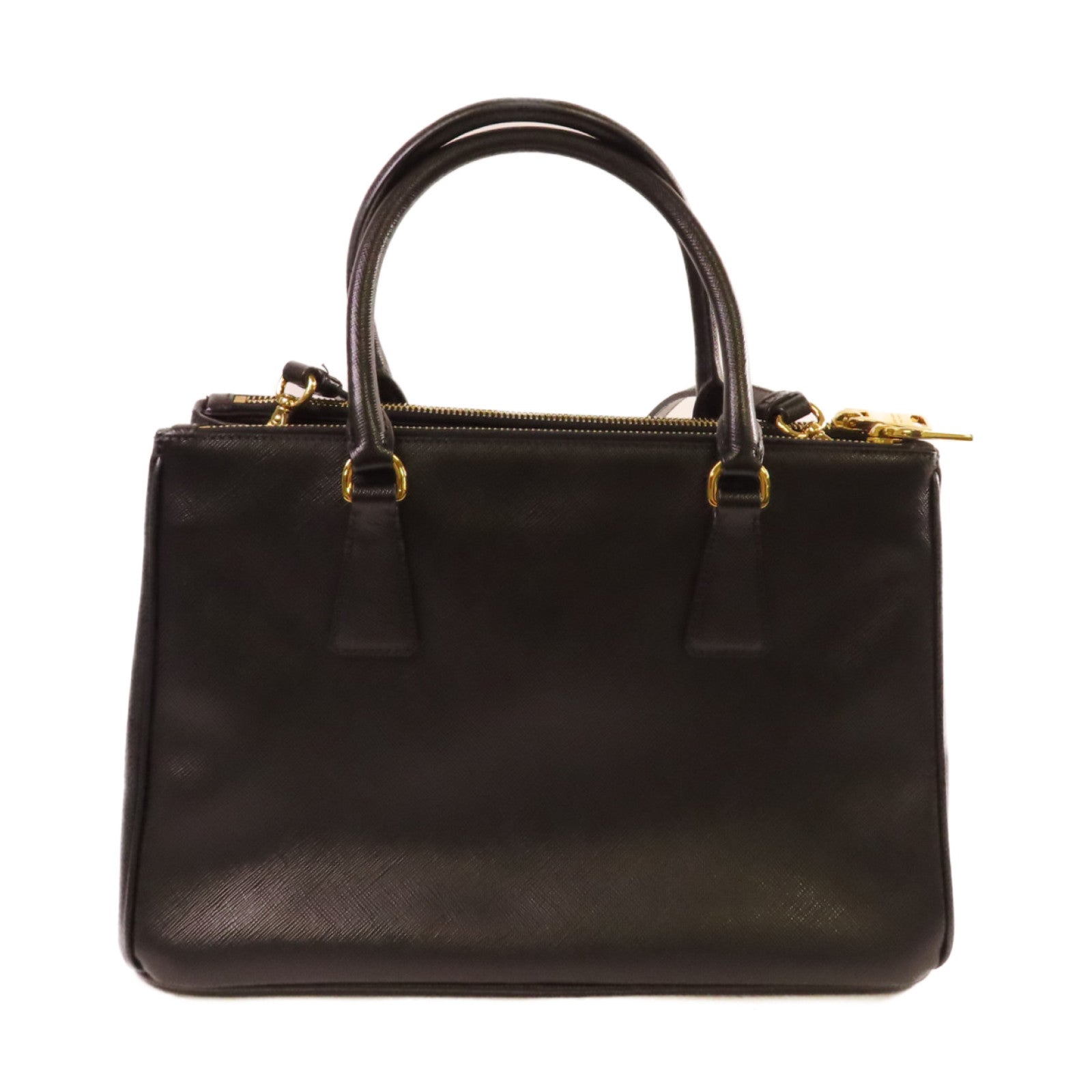 PRADA Saffiano Lux皮革Galleria 2Way Shoulder Bag金扣手挽肩背兩用袋黑色