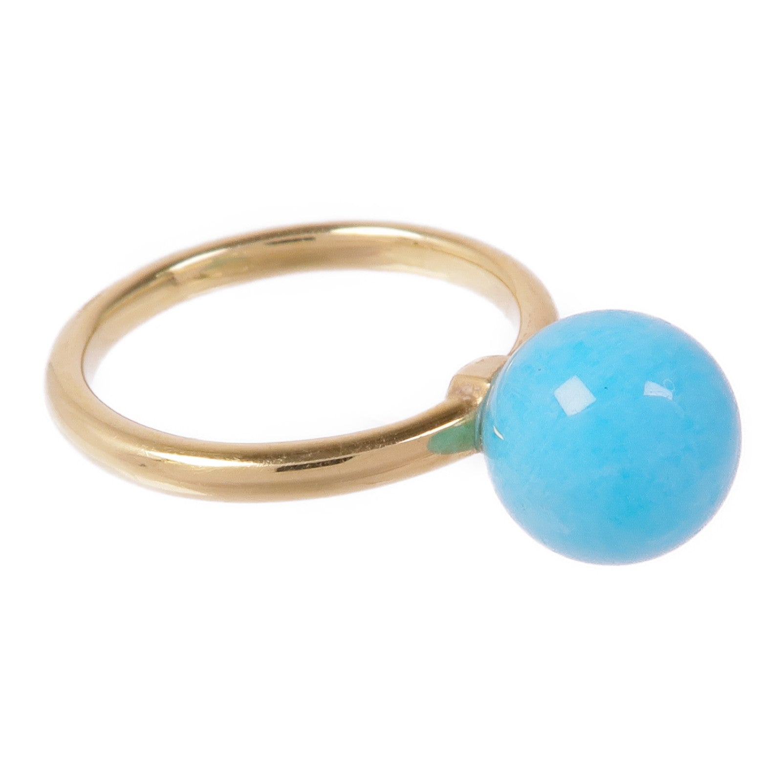 TIFFANY＆CO 18K黃金Amazonite Ring天河石戒指US#4