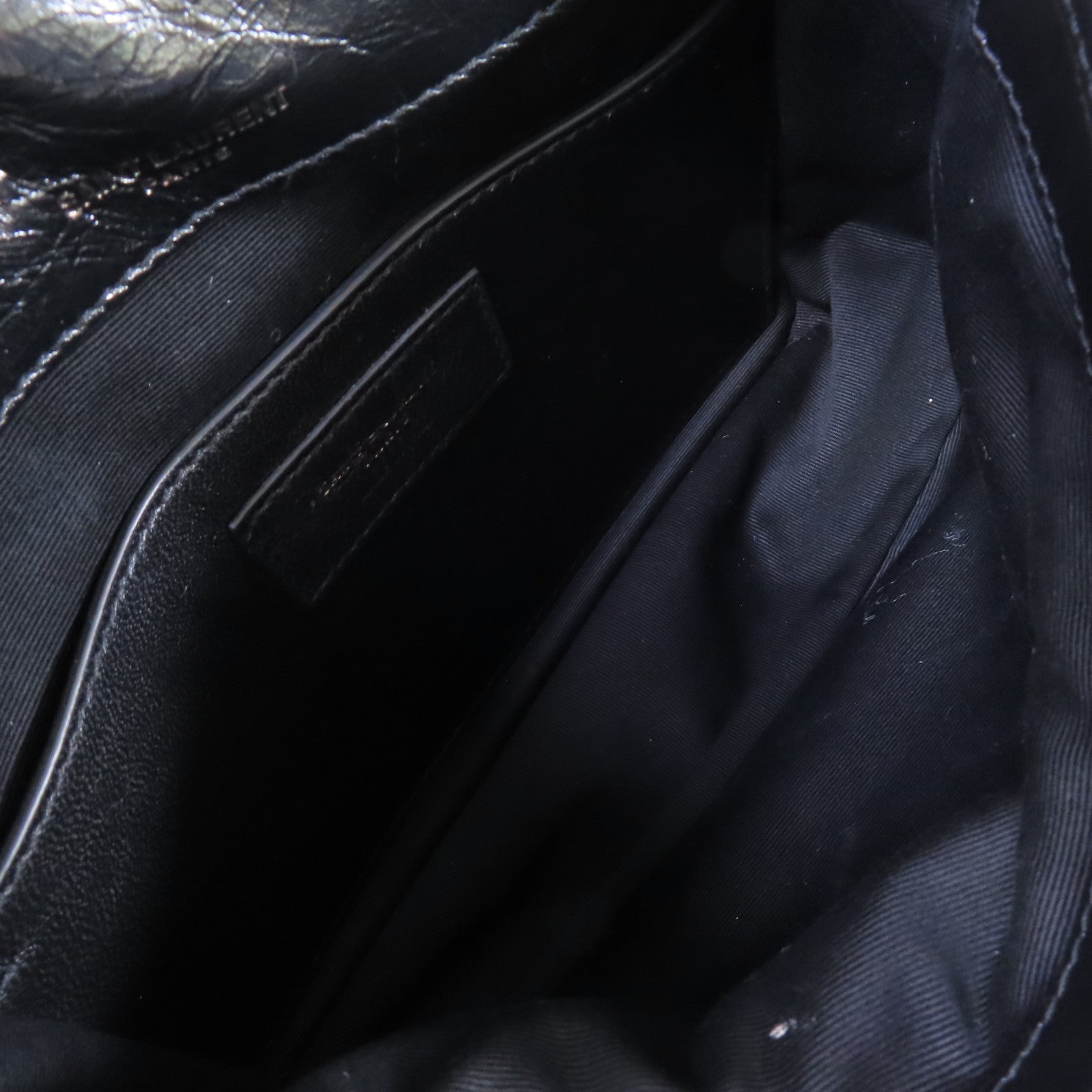 SAINT LAURENT 斜紋皮革Niki Baby Chain Shoulder Bag銀扣鏈帶肩背袋黑色