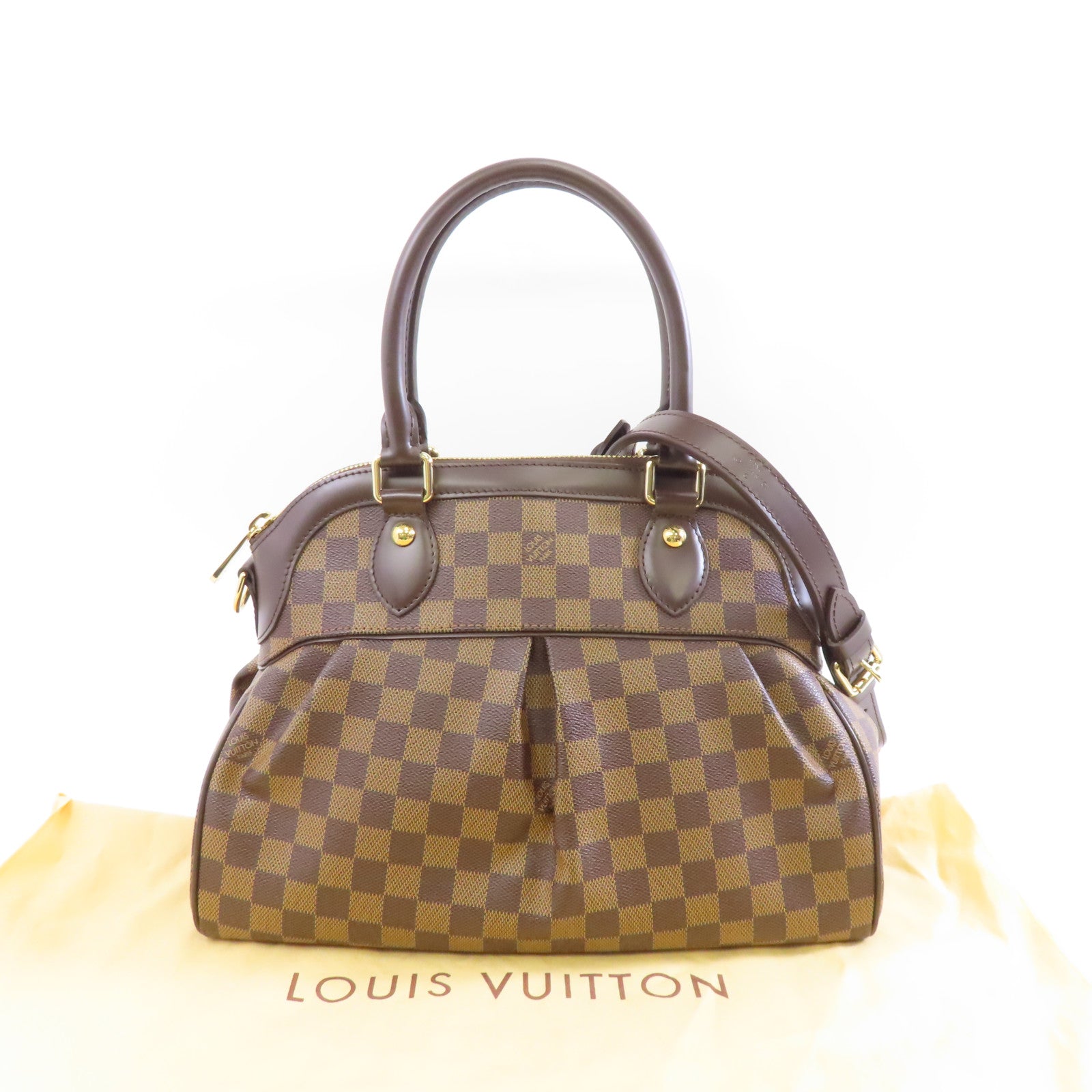 LOUIS VUITTON 【激減優惠】Damier Trevi PM金扣手挽肩背兩用袋啡色