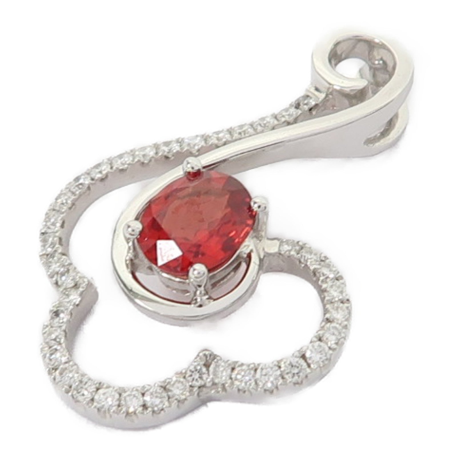 JEWELRY 18K白金Ruby 2.09g 0.522ct紅寶石/0.183ct鑽石吊墜