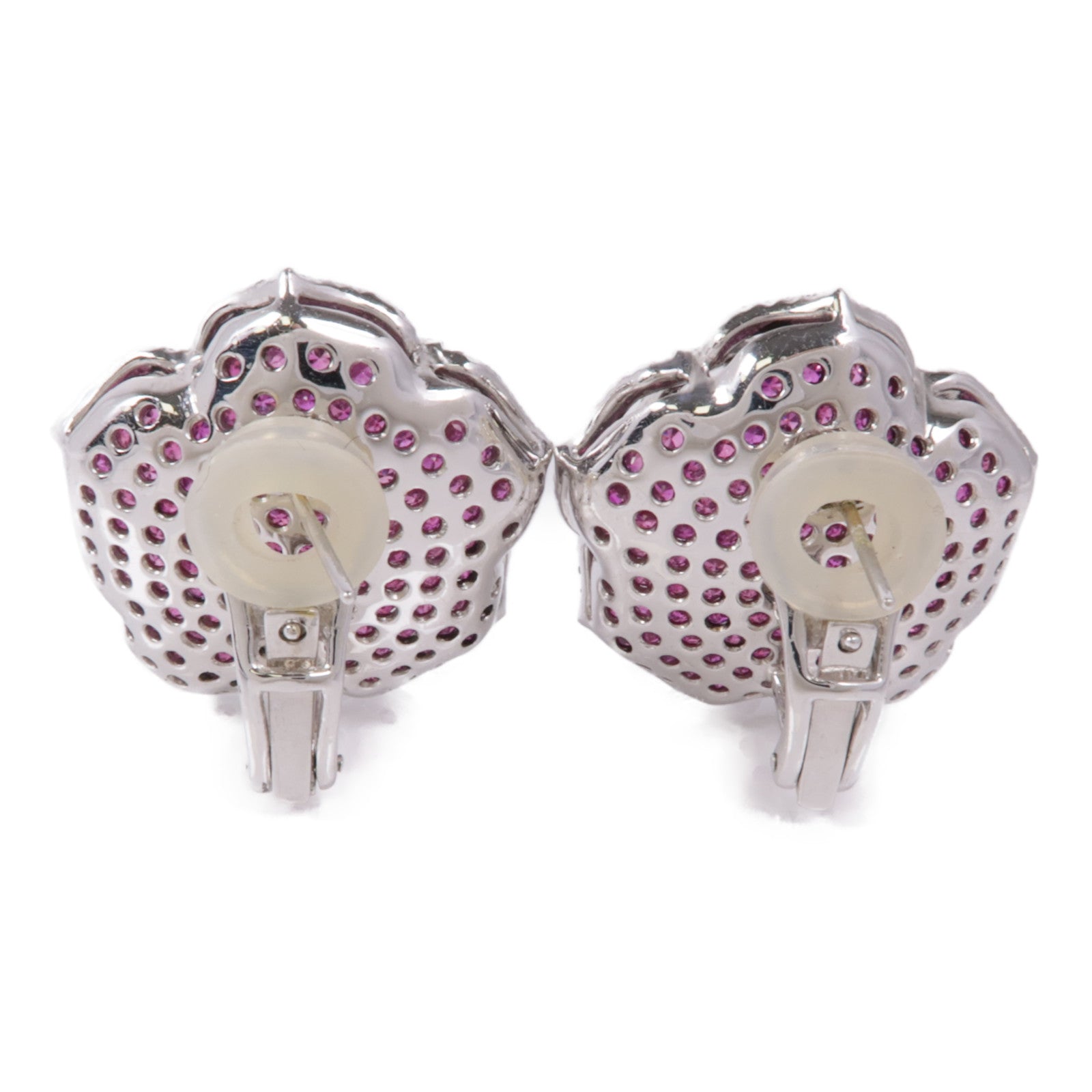 JEWELRY Ruby Diamond Earrings 18K White Gold