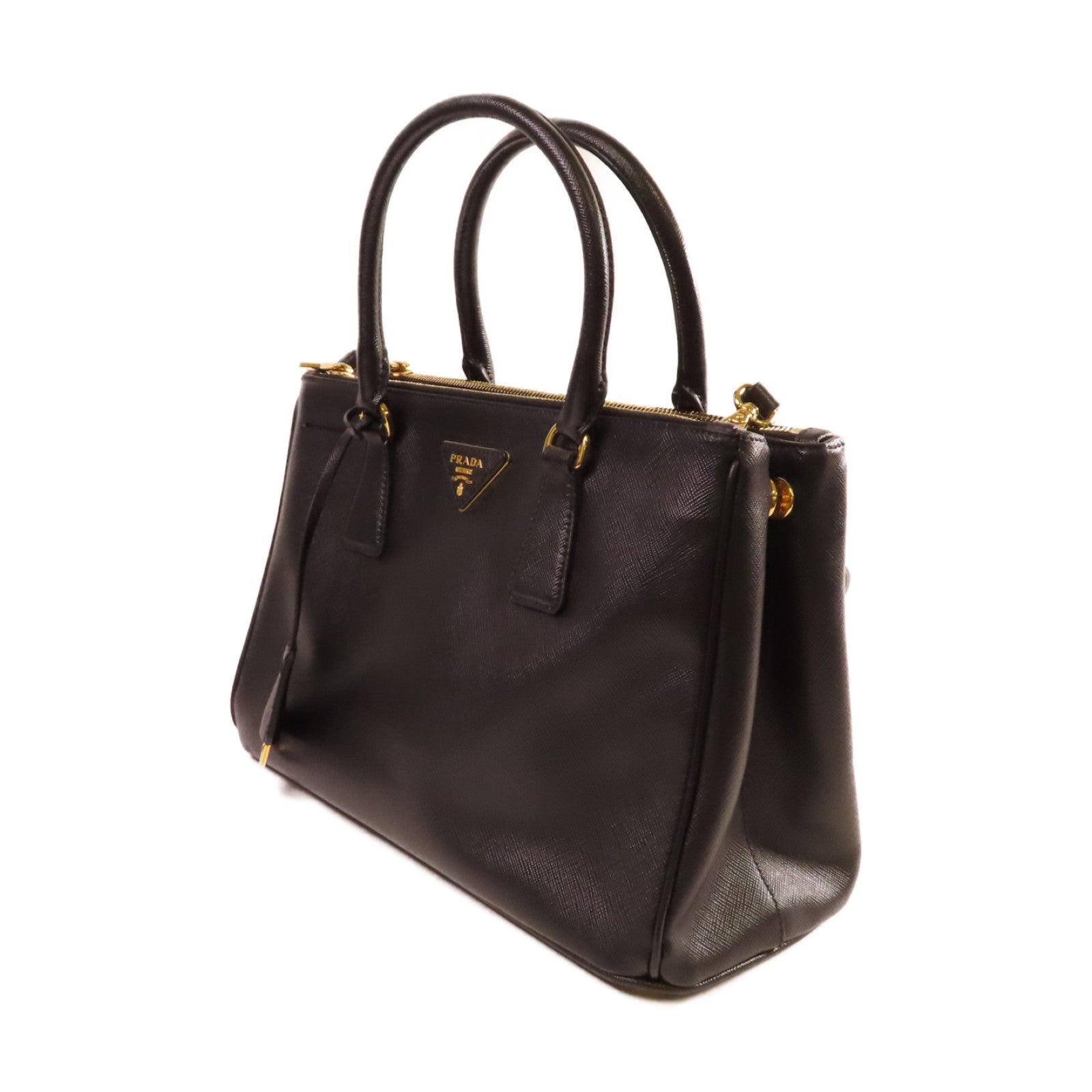 PRADA Saffiano Lux皮革Galleria 2Way Shoulder Bag金扣手挽肩背兩用袋黑色