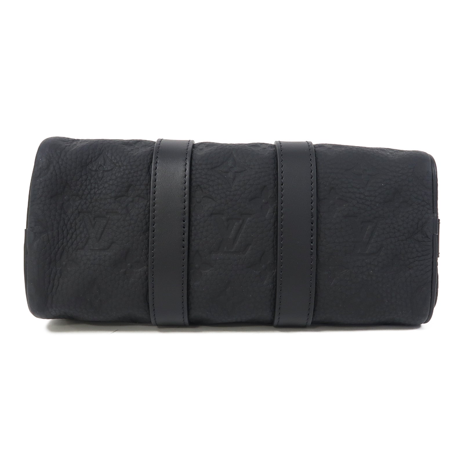 LOUIS VUITTON Monogram Taurillon Leather Keepall Bandoulière 25手挽肩背兩用袋黑色