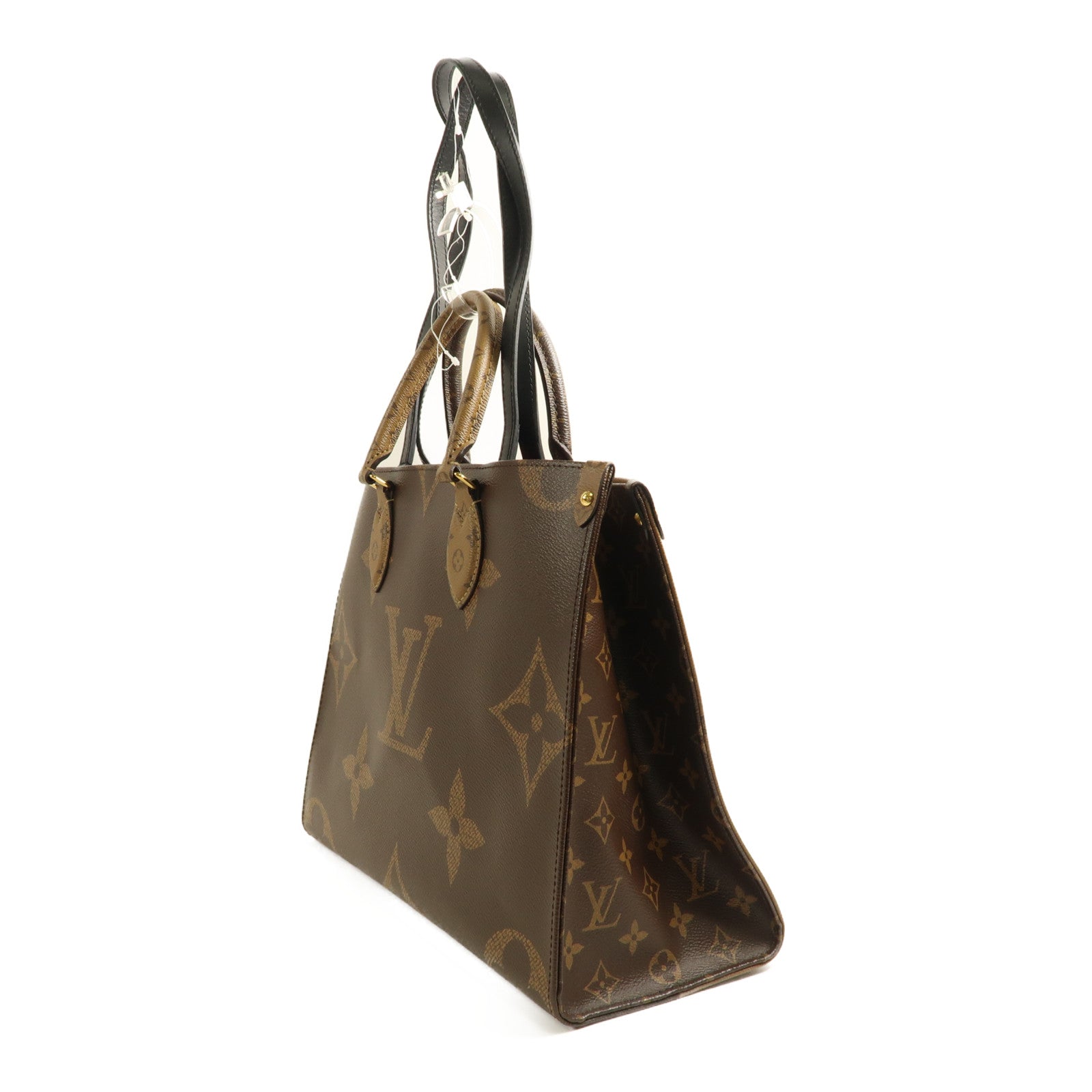 LOUIS VUITTON Monogram Giant On The Go MM金扣手挽肩背兩用袋啡色