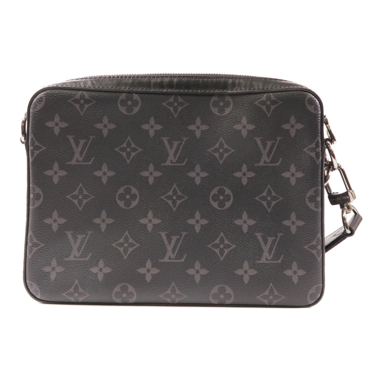 LOUIS VUITTON Monogram Eclipse Reverse Trio Messenger銀扣肩背袋灰色