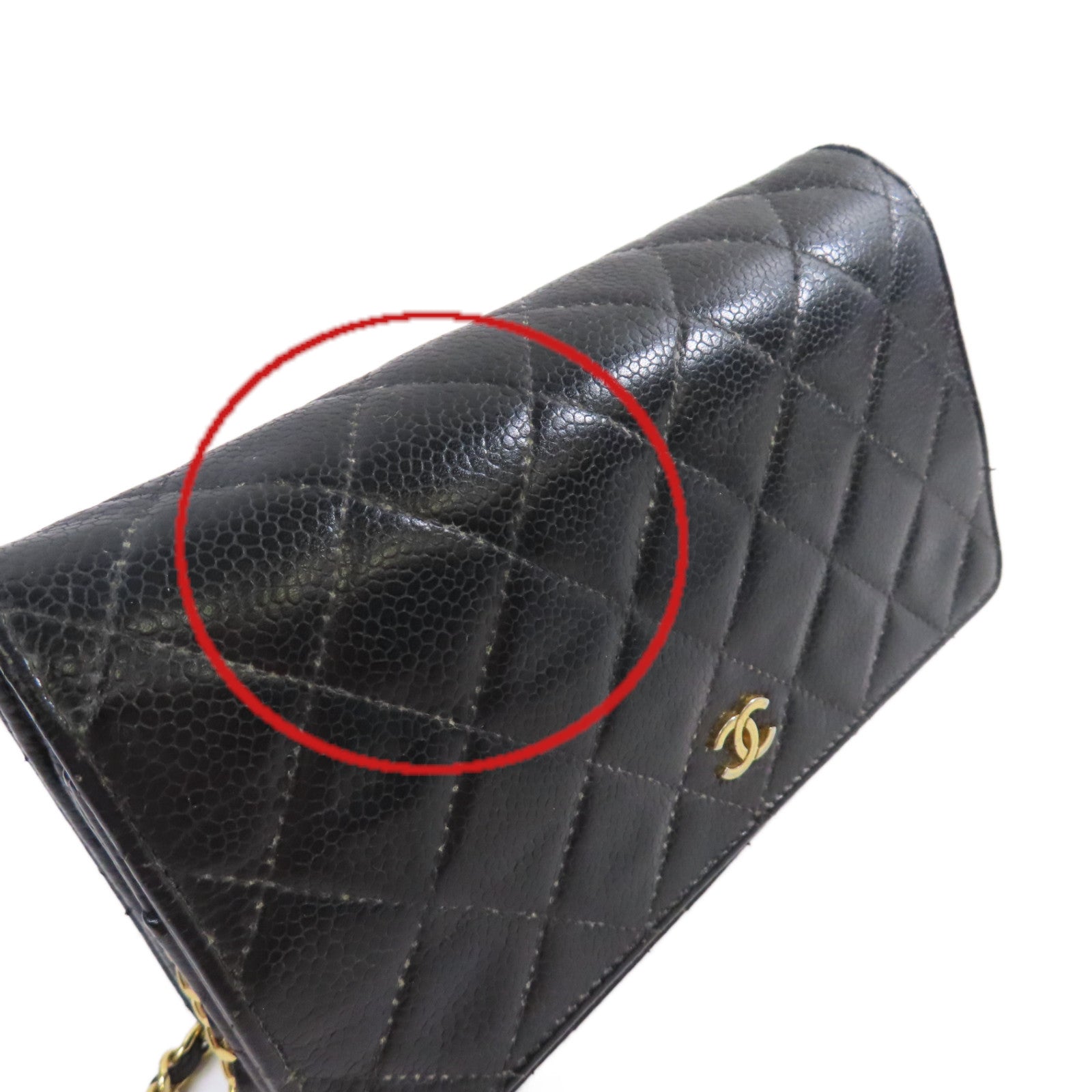 CHANEL 【激減優惠】菱格Caviar皮革WOC Wallet On Chain Shoulder Bag金扣鏈帶肩背袋黑色