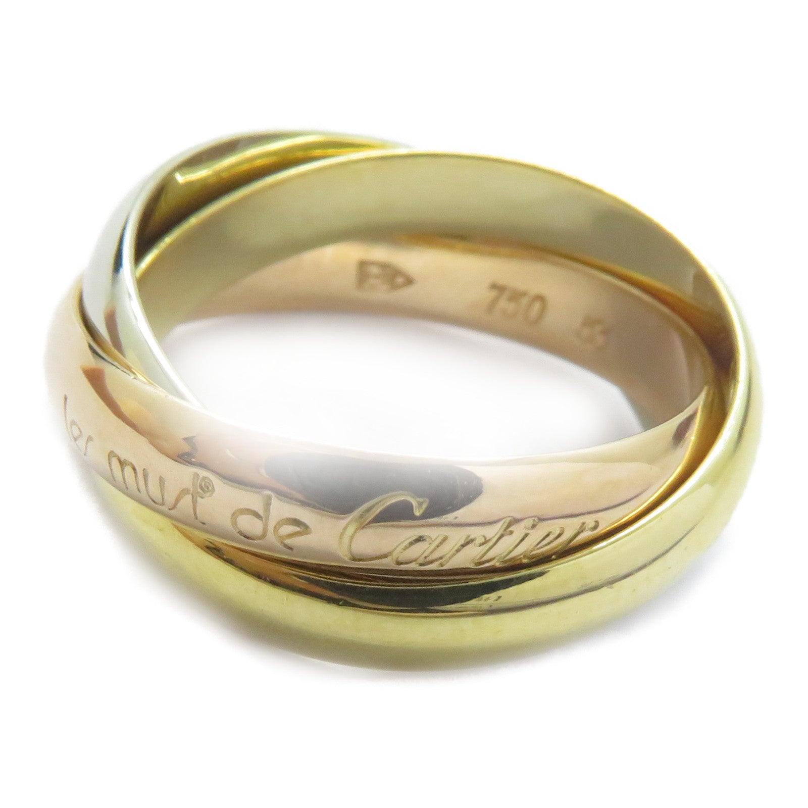 CARTIER 18K黃金/白金/玫瑰金Trinity戒指Cartier#53/US#6.5