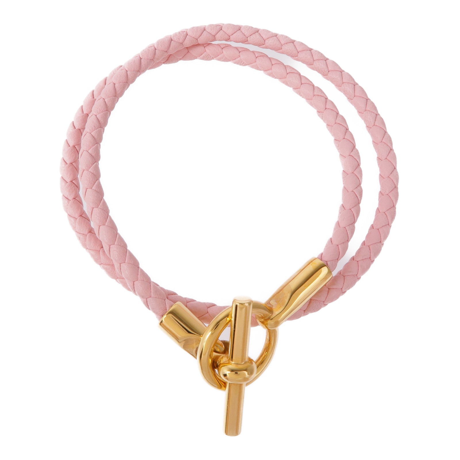 HERMES 牛皮皮革Glenan Double Tour Bracelet手鏈Rose Sakura