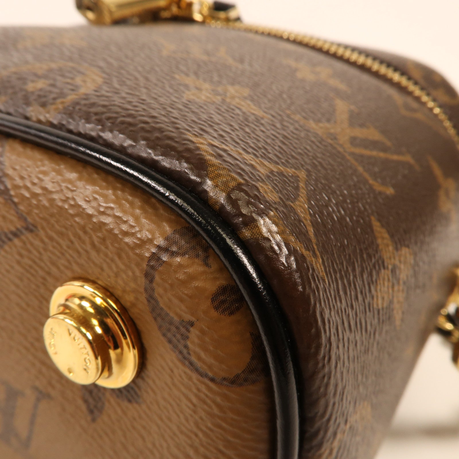 LOUIS VUITTON Monogram Reverse Vanity PM金扣手挽肩背兩用袋棕色
