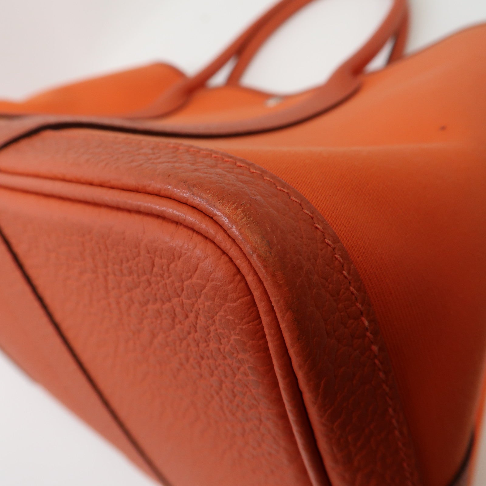 HERMES 【激減優惠】Toile H帆布Garden Party 42cm銀扣手挽袋橙色