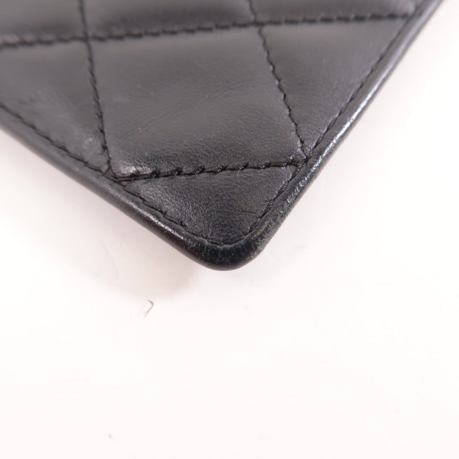 CHANEL 菱格牛皮皮革Cambon Long Wallet銀扣長錢包黑色