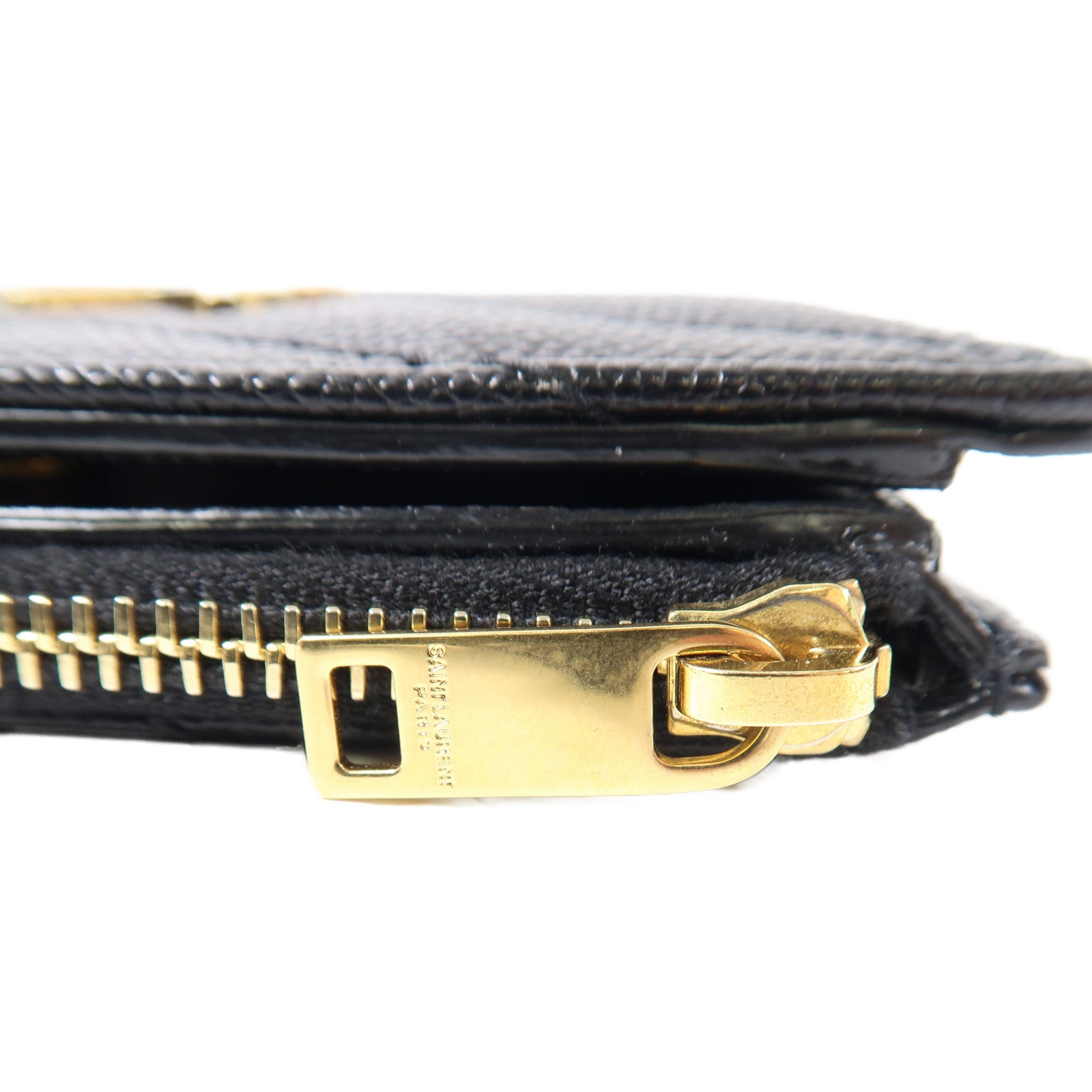 SAINT LAURENT 牛皮皮革Wallet金扣錢包黑色