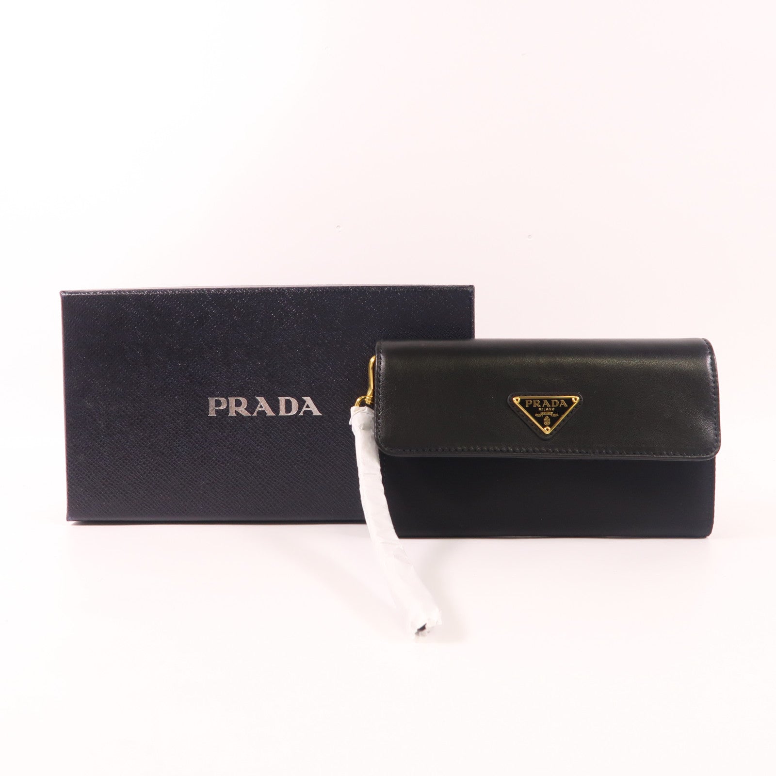 PRADA 尼龍/皮革Wallet金扣錢包
