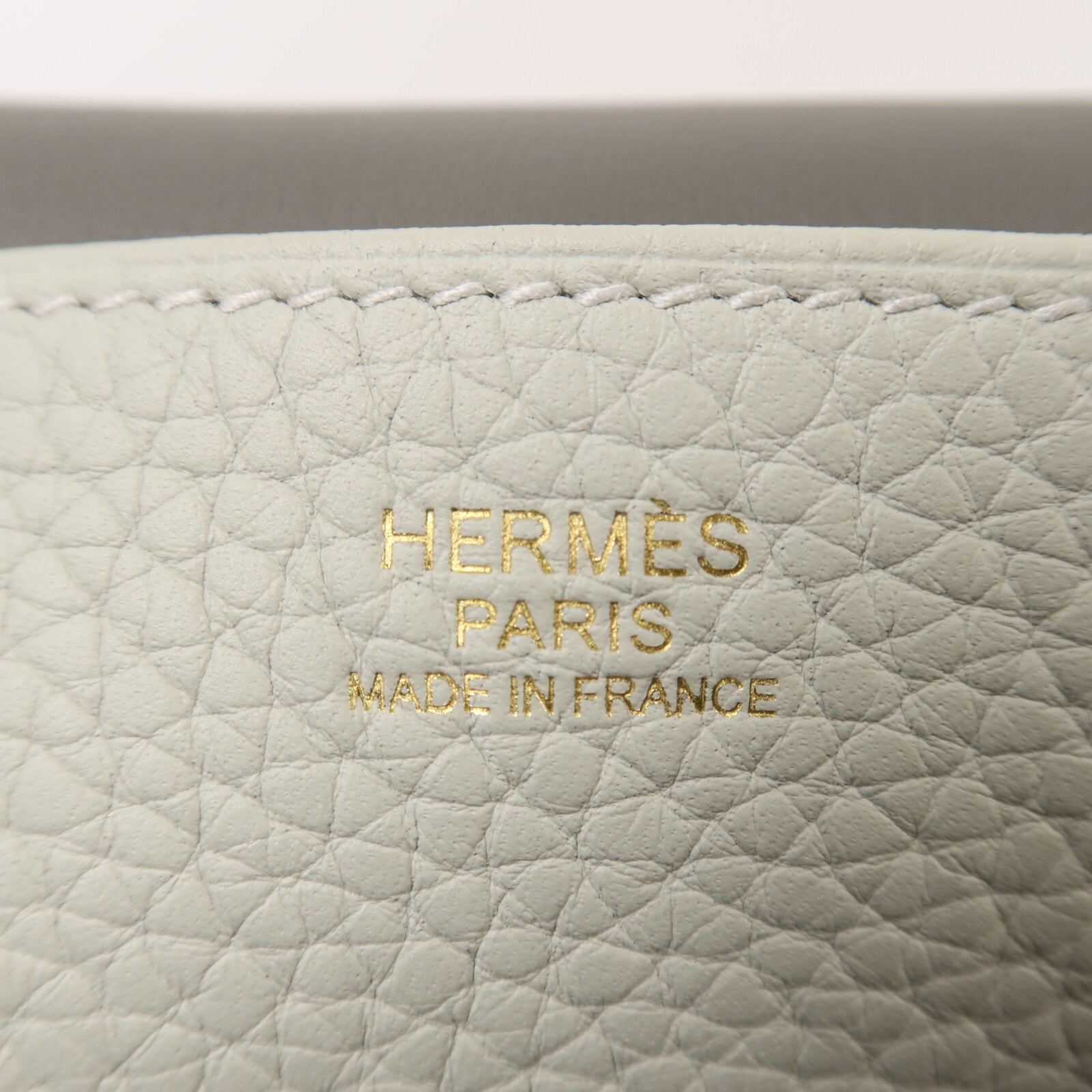 HERMES Clemence皮革Halzan 25金扣手挽肩背兩用袋Gris Neve/Gris Meyer