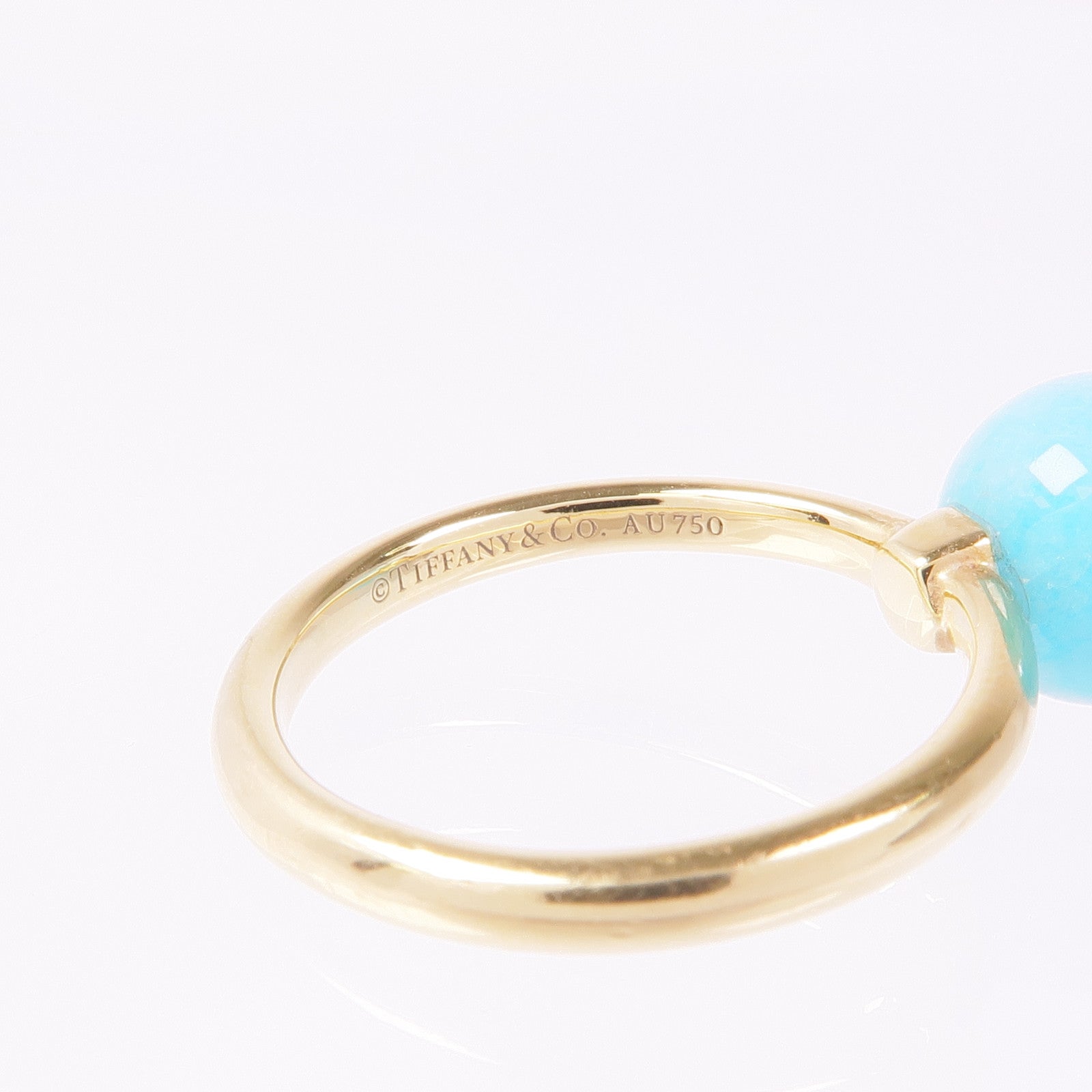 TIFFANY＆CO 18K黃金Amazonite Ring天河石戒指US#4